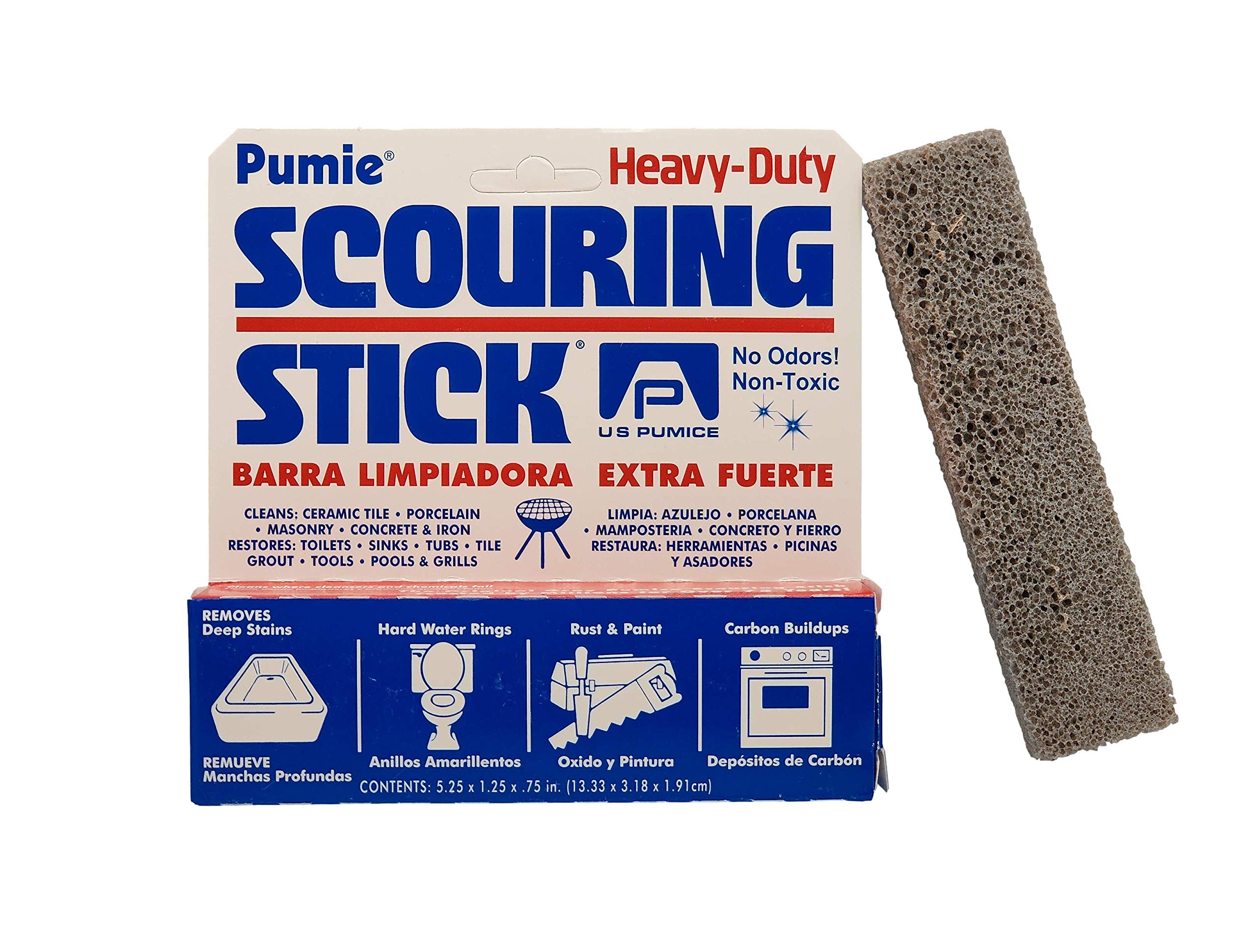 PUMIE Pumice Scouring Stick - 6 Pack for Toilet Bowl Cleaning, Hard Water Stain Remover, Rust & Grime Removal - Effective for Bathroom, Pool, Tub, Grill & Kitchen Stain Cleaning - Perfect for Household, Commercial & Outdoor Use
