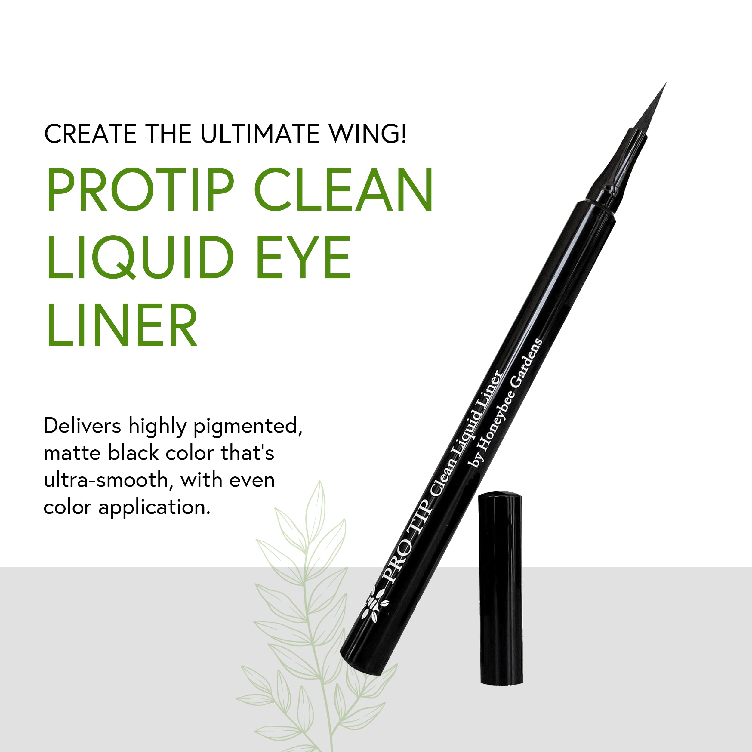 Honeybee Gardens ProTip Clean Liquid Eyeliner - Black, Nano-Free Pigments, Long-Wearing, Waterproof, Vegan & Cruelty-Free (0.034 fl oz) | Perfect for Sensitive Eyes & Everyday Makeup Looks