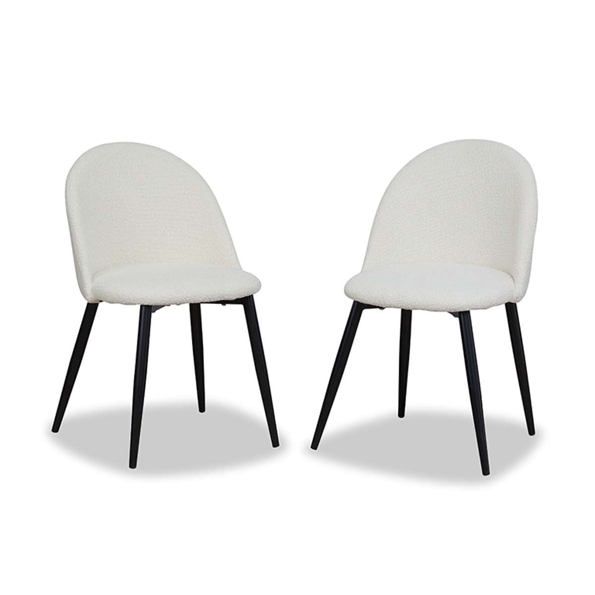 Londyn Dining Chairs Set of 2 - Cream Boucle Upholstered Modern Accent Chairs for Kitchen, Dining Room & Breakfast Nook - Comfortable Mid Century Style Seating