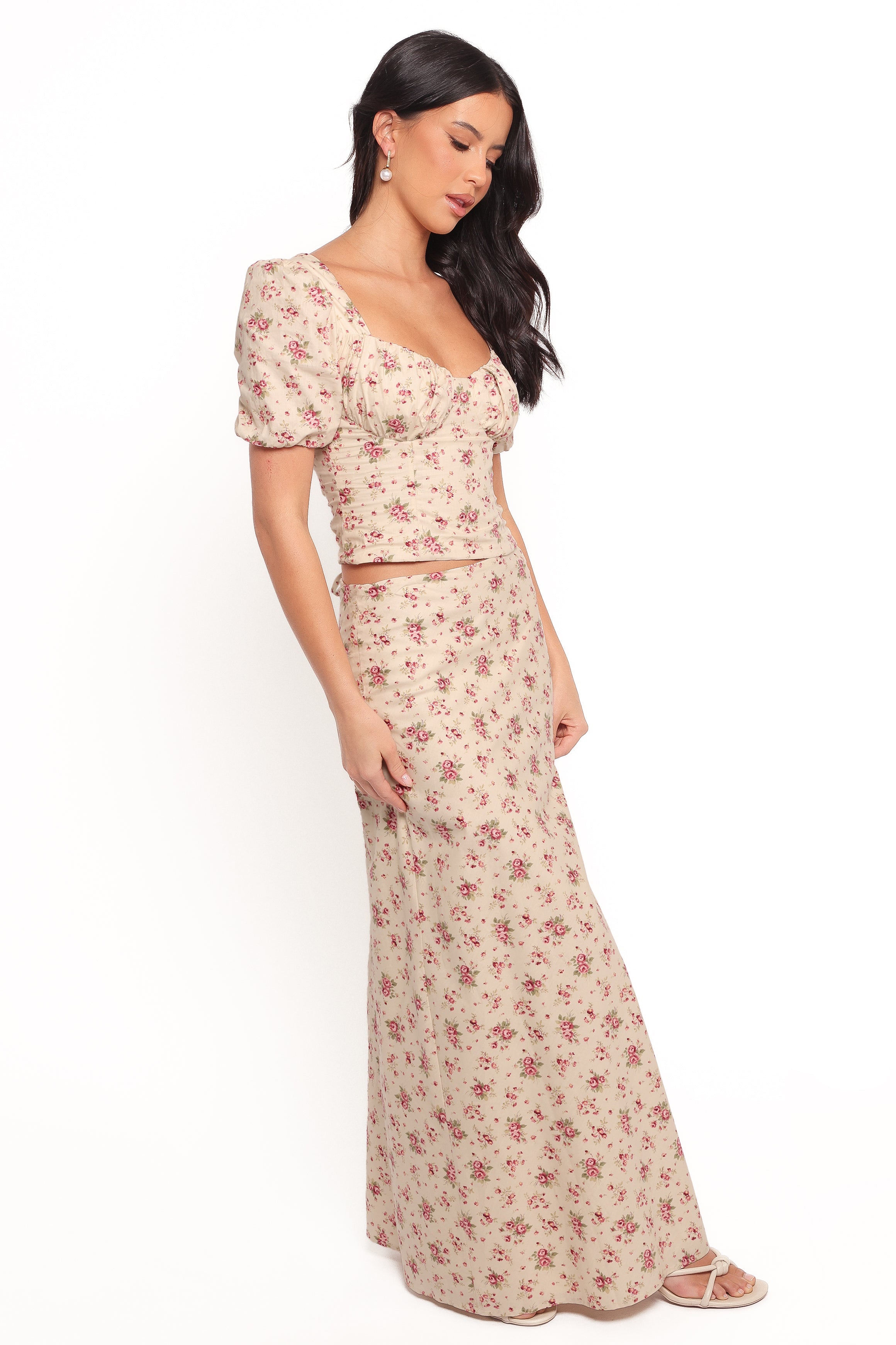 Annly Women's Maxi Skirt - Red Floral Print Long Flowy Skirt for Summer, Beach, Vacation & Casual Wear | Plus Size Options Available