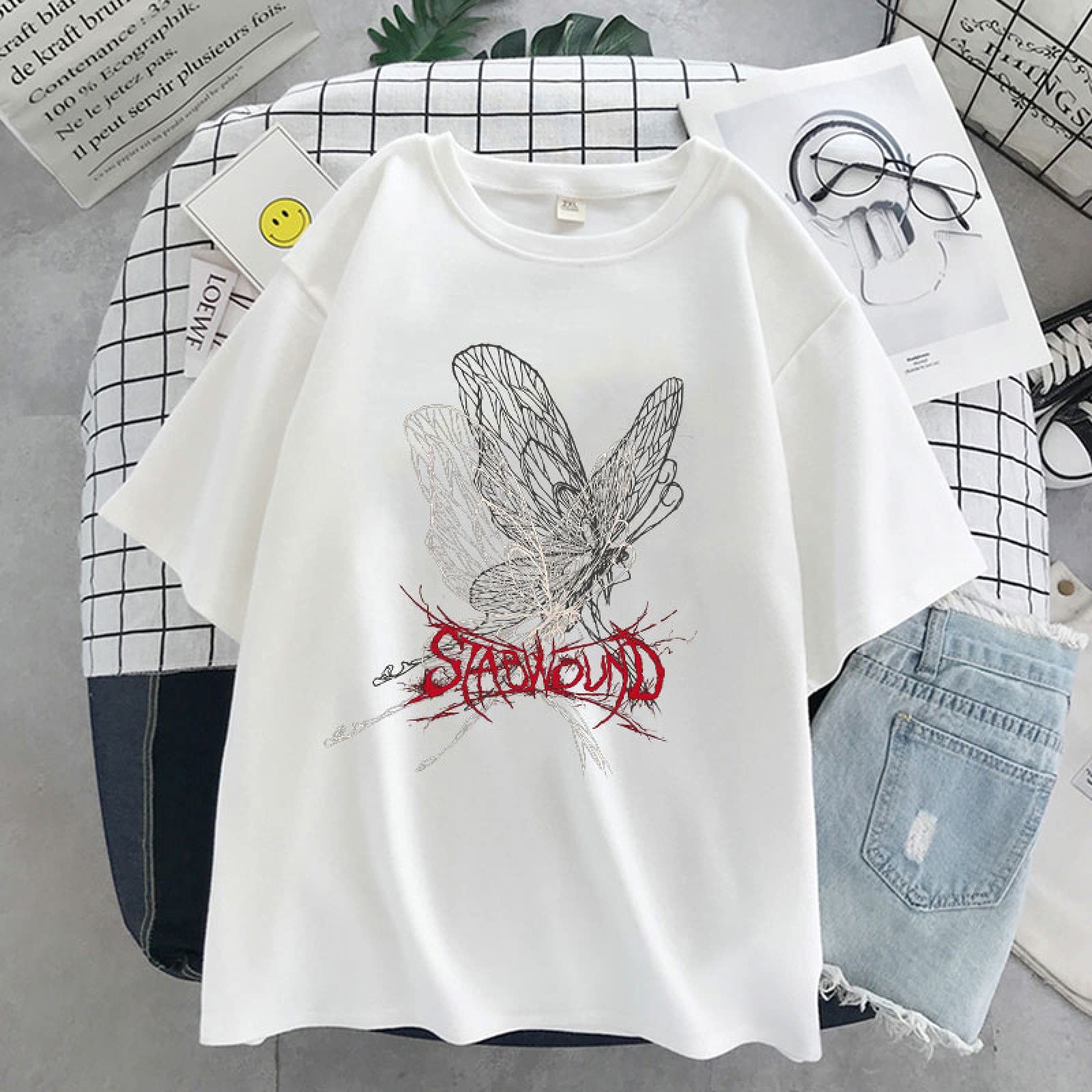 Goth Black Women's T-Shirt - Y2K Harajuku Punk Top for Anime & Streetwear