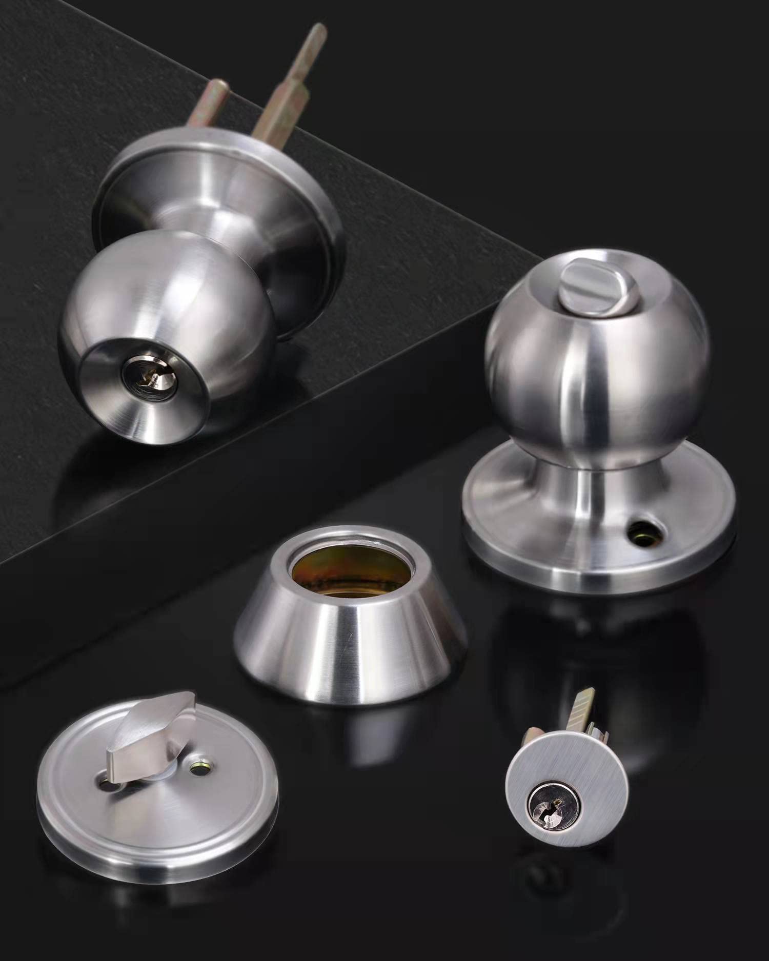 2 Sets Keyed Alike Entry Door Knob & Deadbolt Combo Set - Satin Nickel Round Exterior Door Knobs with Lock & Keys for Front Door Security - Perfect for Home, Apartment & Office Entrance Protection
