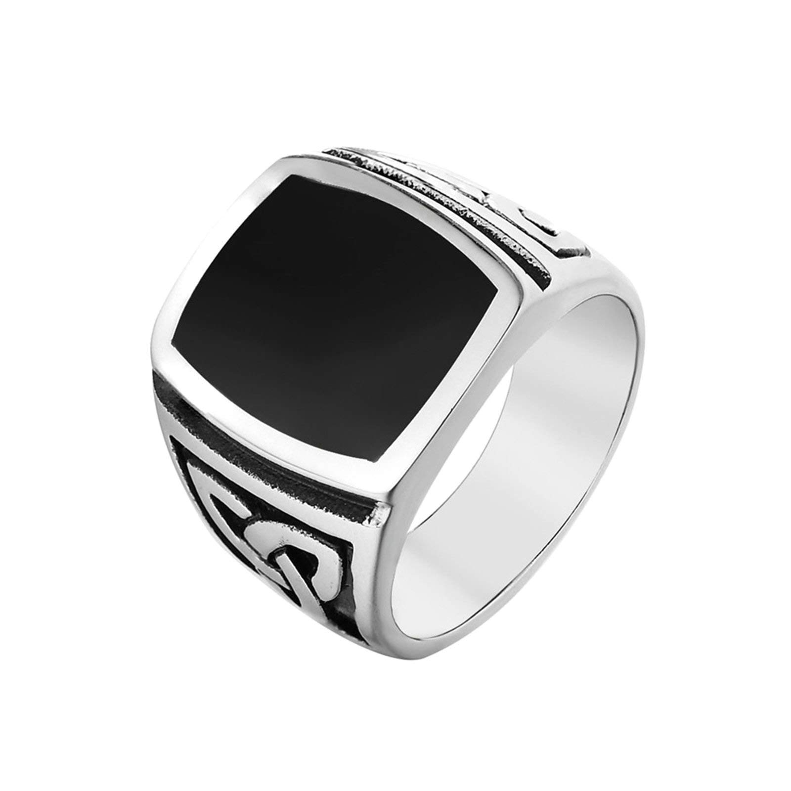 Daesar Stainless Steel Men's Celtic Knot Engraved Ring - 17mm Width Gold/Silver Promise Ring for Wedding, Anniversary & Couple Gifts