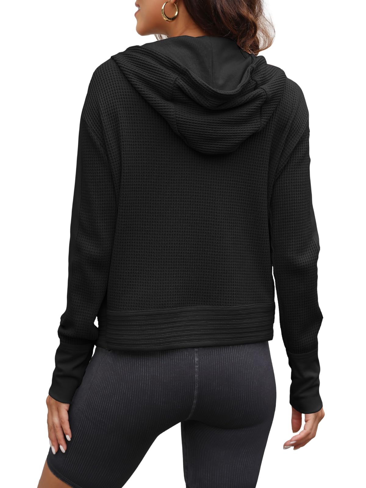 Yanekop Women's Waffle Knit Zip-Up Hoodie Jacket - Casual Long Sleeve Slouchy Shacket for Fall & Winter | Perfect for Layering, Outdoor Activities & Everyday Wear