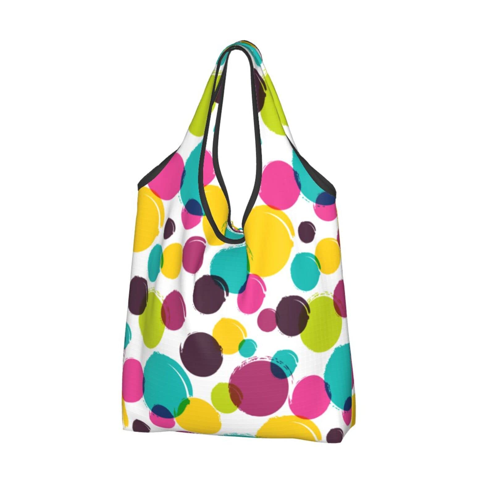 Waterproof Reusable Shopping Bags with Watercolor Blot Design - Large Foldable Grocery Tote for Eco-Friendly Shopping, Beach Trips & Daily Errands