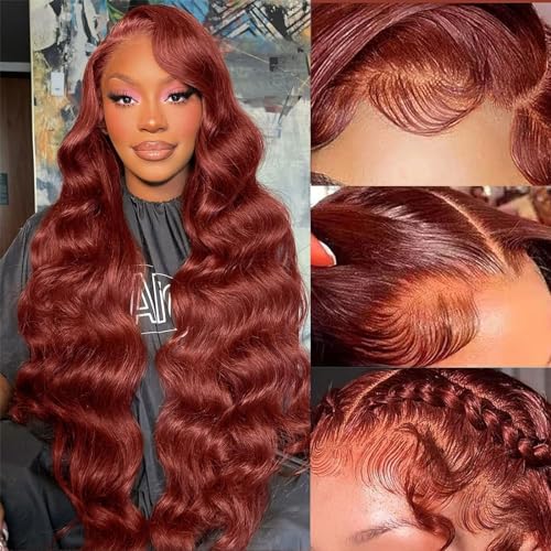 13x6 reddish brown body wave lace front wigs