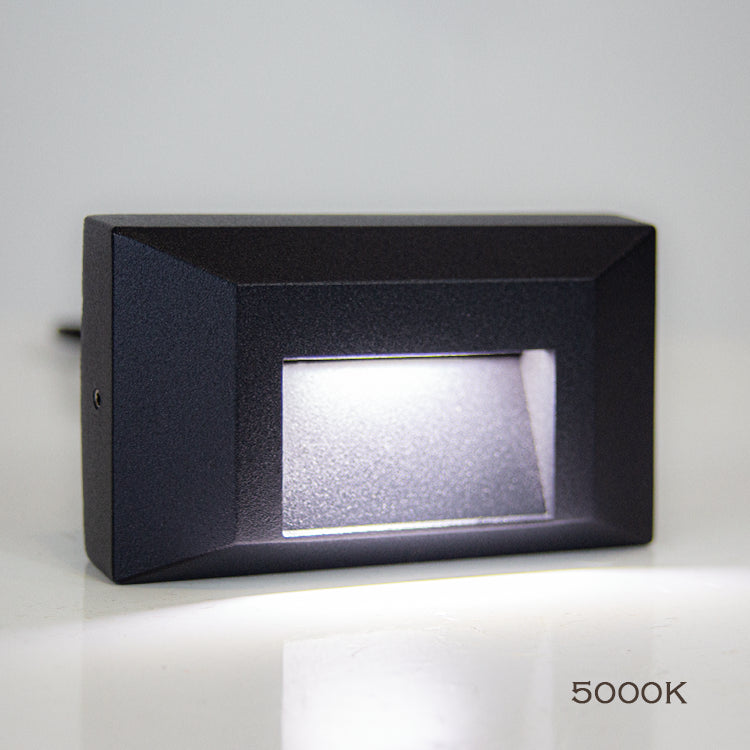 STA03 2+2+2W 3CCT 3000K/4000K/5000K Low Voltage Cast Aluminum Rectangular LED Step Light - Waterproof Outdoor Deck Lighting for Stairs, Patio, Garden & Pathway Illumination