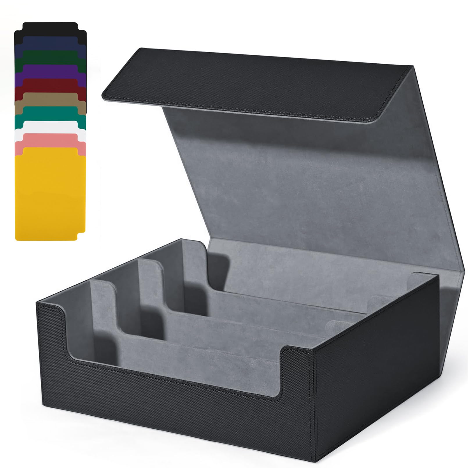 Premium PU Leather Trading Card Storage Box - Holds 1800+ Cards, Magnetic Closure Deck Case for Magic The Gathering, MTG, Pokemon & Yu-Gi-Oh - Perfect for Game Nights, Collectors & Travel (Black)