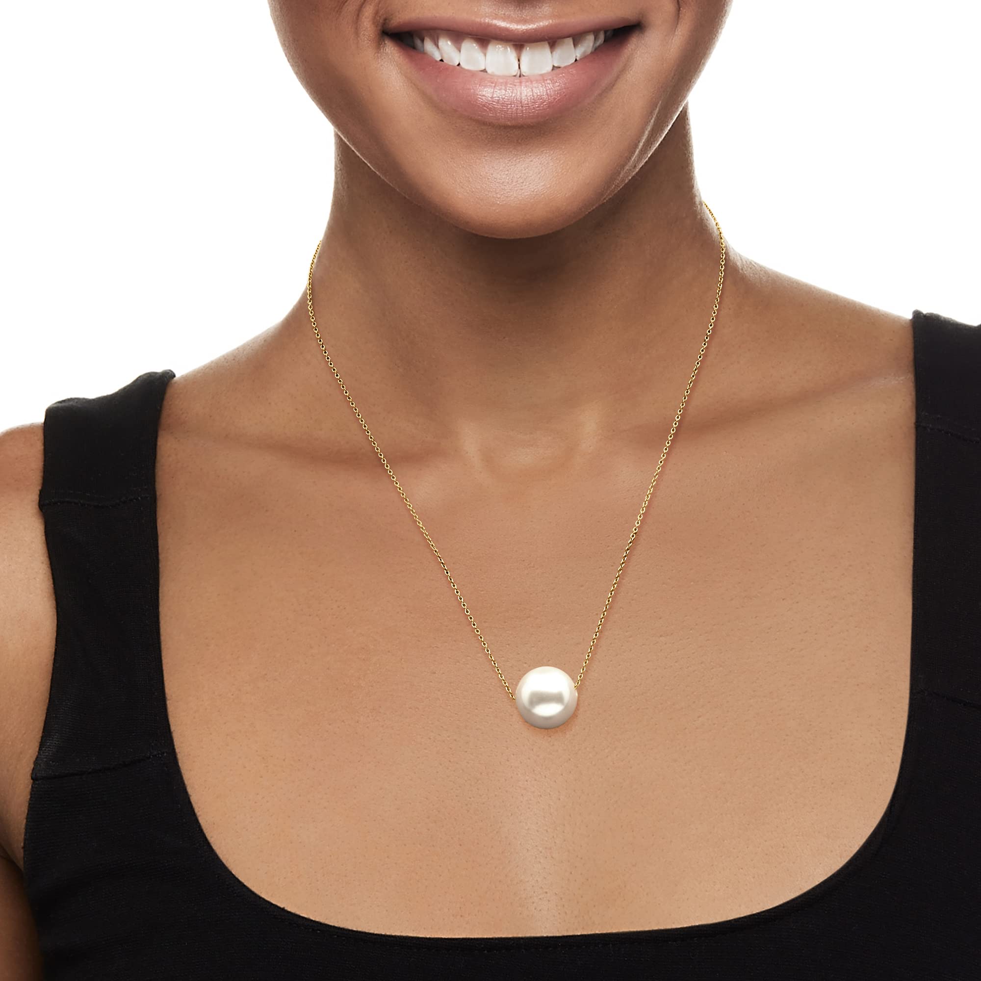 Ross-Simons Sterling Silver Shell Pearl Necklace - Elegant Jewelry for Women, Perfect for Weddings, Parties & Special Occasions