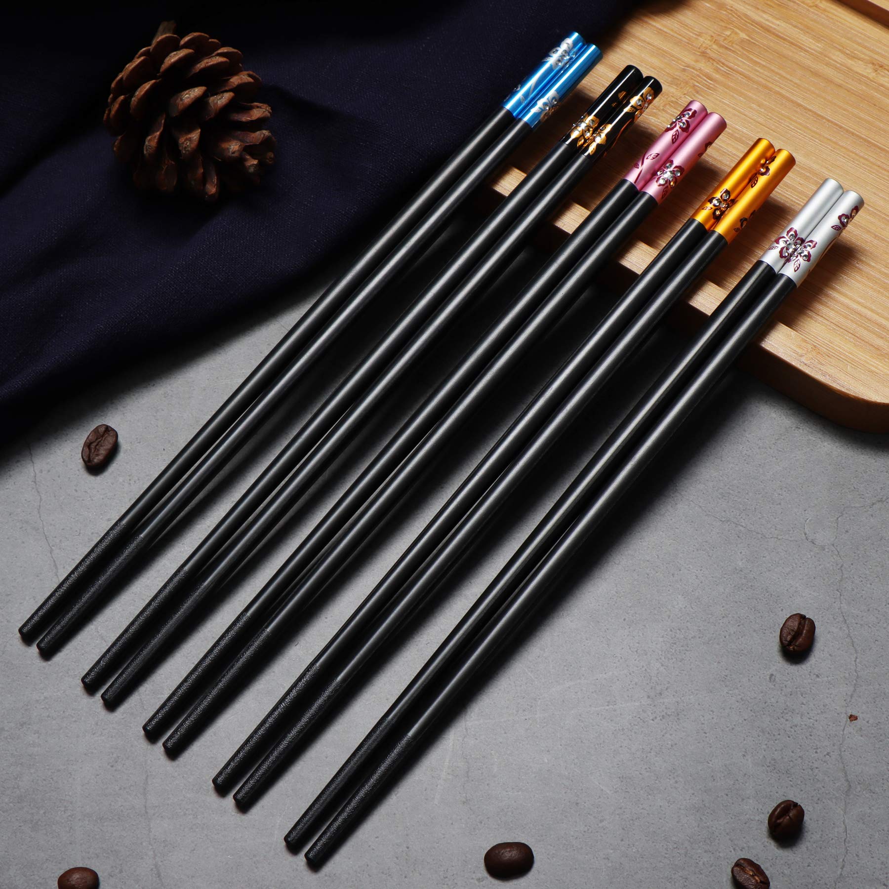 10 Pairs Reusable Fiberglass Chopsticks - Dishwasher Safe, 9.5 Inches, Multicolor - Perfect for Asian Cuisine, Sushi, Noodles & Home Dining
