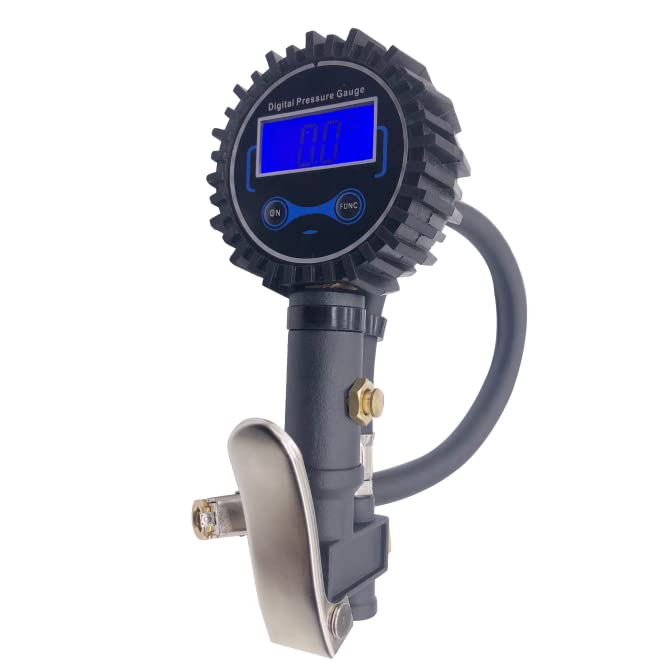 200 PSI Digital Tire Pressure Inflator & Gauge with 4 Measurement Units - Includes Air Chuck, Batteries, Teflon Tape & 1/4NPT Fitting (Black) - Perfect for Car, Truck, Motorcycle & Bicycle Maintenance
