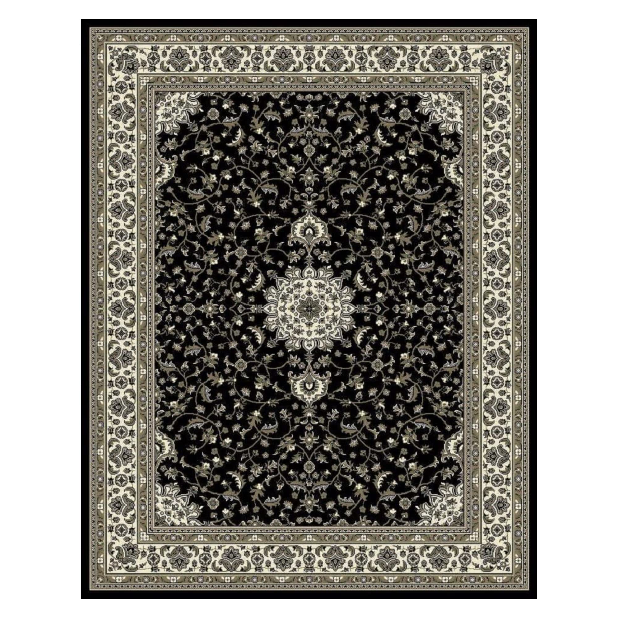 Traditional Oriental Medallion Area Rugs - 4x6 Feet Black Entryway & Foyer Rug - Non-Slip Living Room Carpet - Perfect for Hallway, Bedroom, and Home Decor Clearance Sale