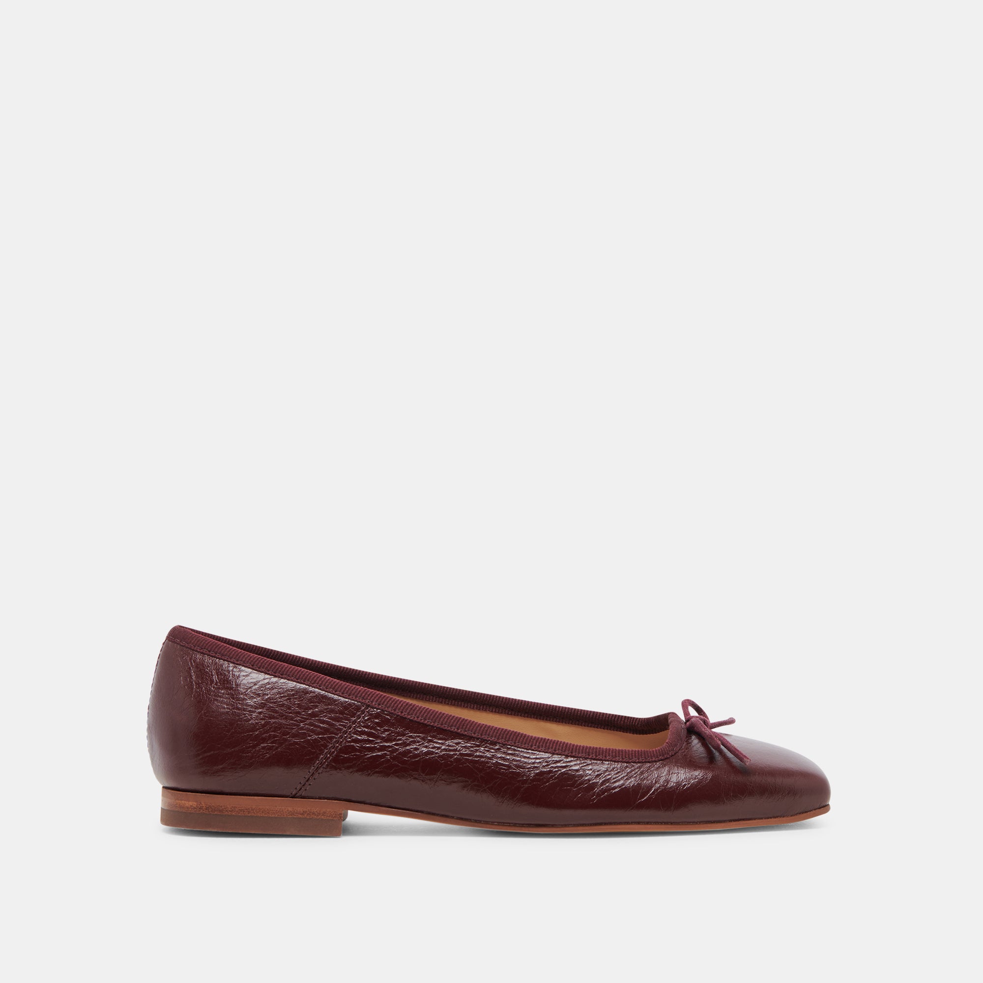 ANISA Ballet Flats for Women - Cranberry Crinkle Patent Leather Comfortable Slip-On Shoes - Perfect for Work, Office, and Casual Wear