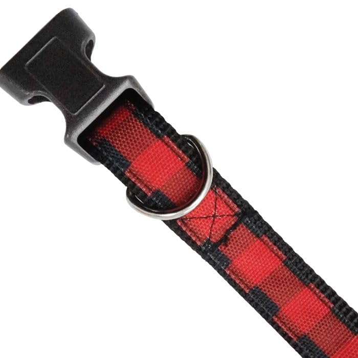 Red Buffalo Check Cat Collar - Adjustable & Reflective Pet Collar for Safety | Perfect for Indoor & Outdoor Adventures