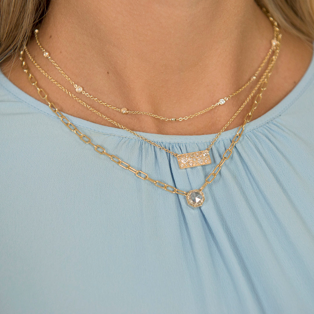 0.80ctw Diamond by the Yard 14-Station 14K Yellow Gold Necklace for Women | Elegant Layered Chain Jewelry Gift for Anniversary, Valentine's Day & Special Occasions