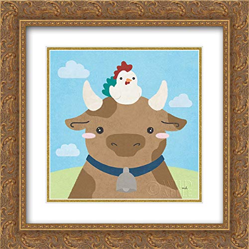 Hershey Moira 15x15 Gold Ornate Framed Double Matted Museum Art Print - Barn Buddies I Wall Decor for Living Room, Bedroom & Office
