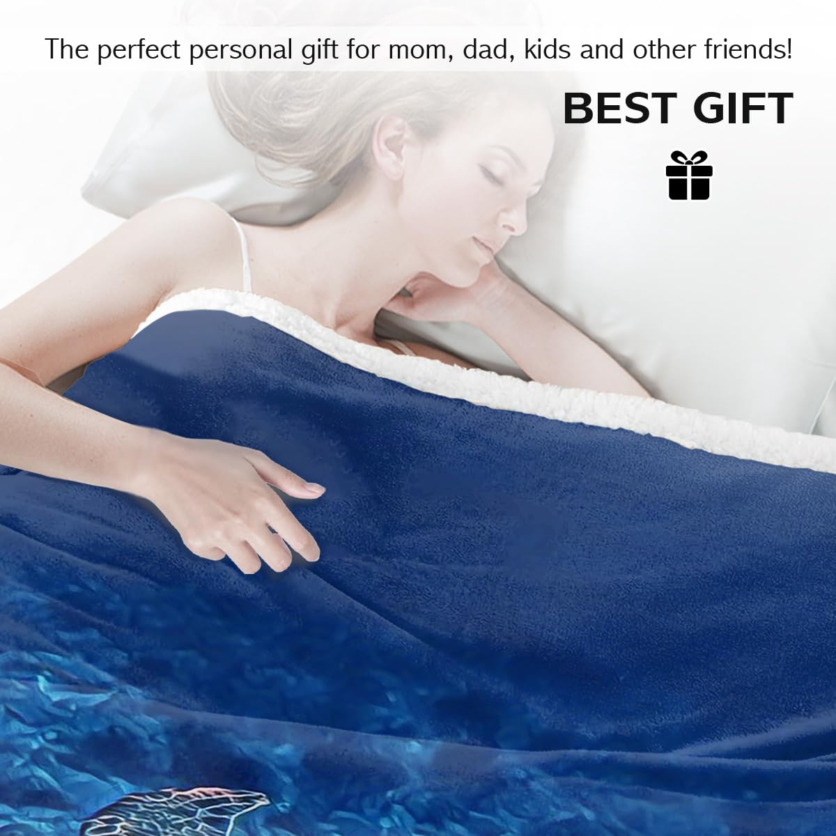 Soft Plush Turtle Sherpa Blanket for Adults & Kids - Cozy Blue Sea Turtle Throw Blanket, Twin Size 60x80 Inches - Perfect for Bed, Couch, Beach & Gifts for Turtle Lovers