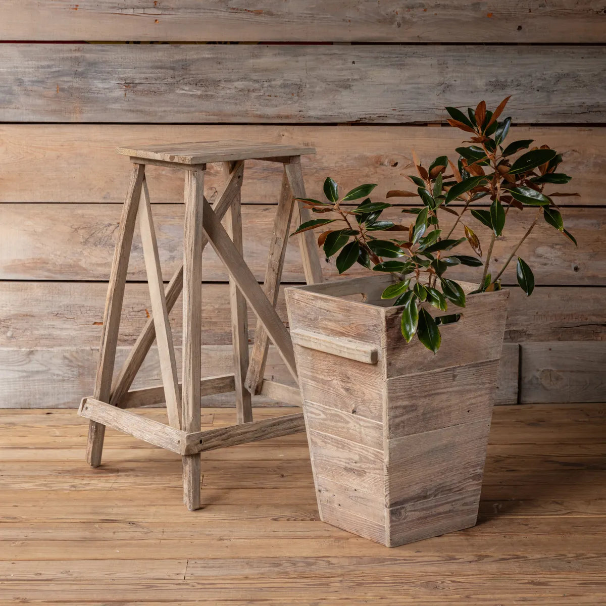 Premium Wooden Planter Box for Indoor/Outdoor Plants - Handcrafted Grainery Style Planter with Drainage Holes - Perfect for Home Garden, Patio, Balcony & Office Decor