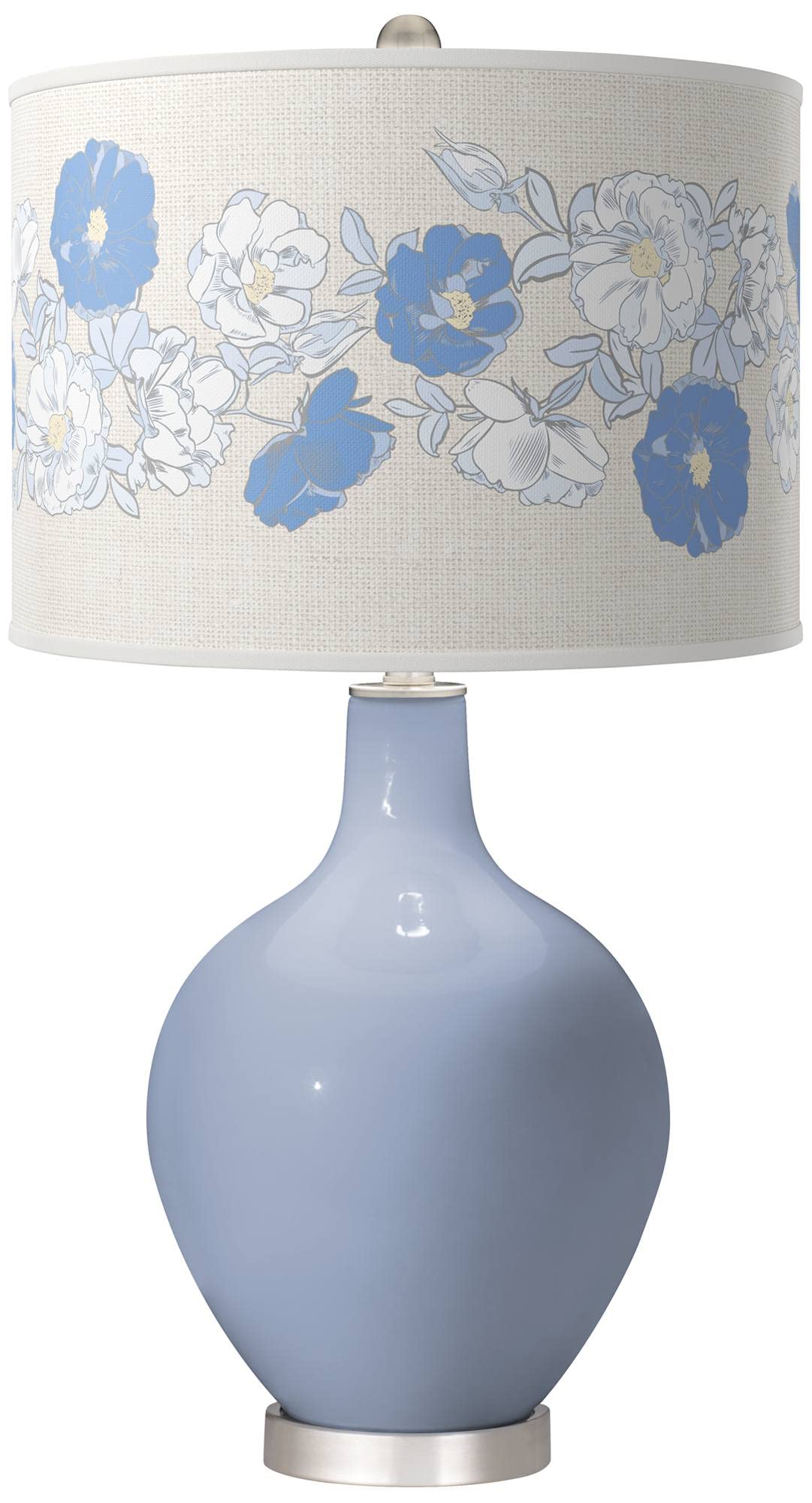 Color + Plus Blue Sky Rose Bouquet OVO Table Lamp - Romantic Bedside Lighting for Bedroom, Living Room & Office Decor