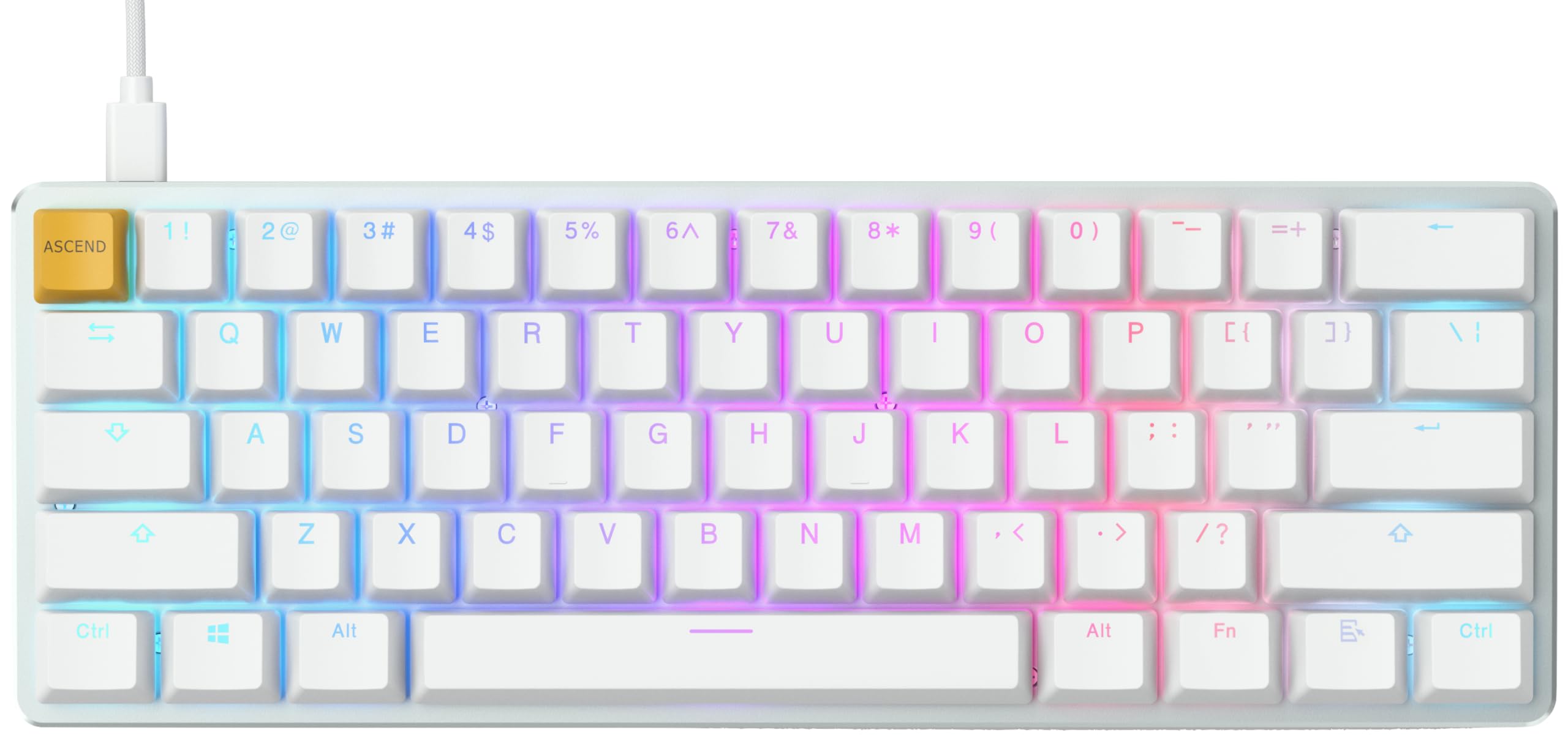 Glorious GMMK Compact 60% Mechanical Gaming Keyboard - Gateron Brown Tactile Switches, Double-Shot Keycaps, RGB Backlit, Hot-Swappable, QWERTY ANSI Layout - White - Perfect for Esports, Coding & Office Work