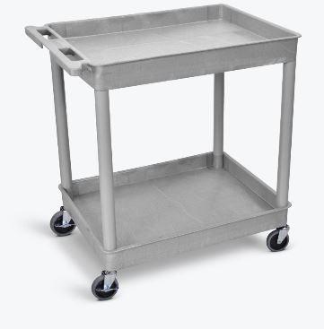 Luxor 2-Shelf Large Gray Utility Cart with Wheels - Perfect for Home, Office, Kitchen, or Garage Storage and Organization