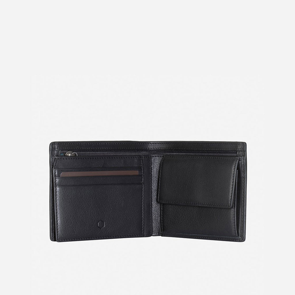 Premium Jekyll & Hide Monaco Large Bifold Wallet with Coin Pocket - Genuine Leather RFID Blocking - Black Men's Wallet for Everyday Use & Travel