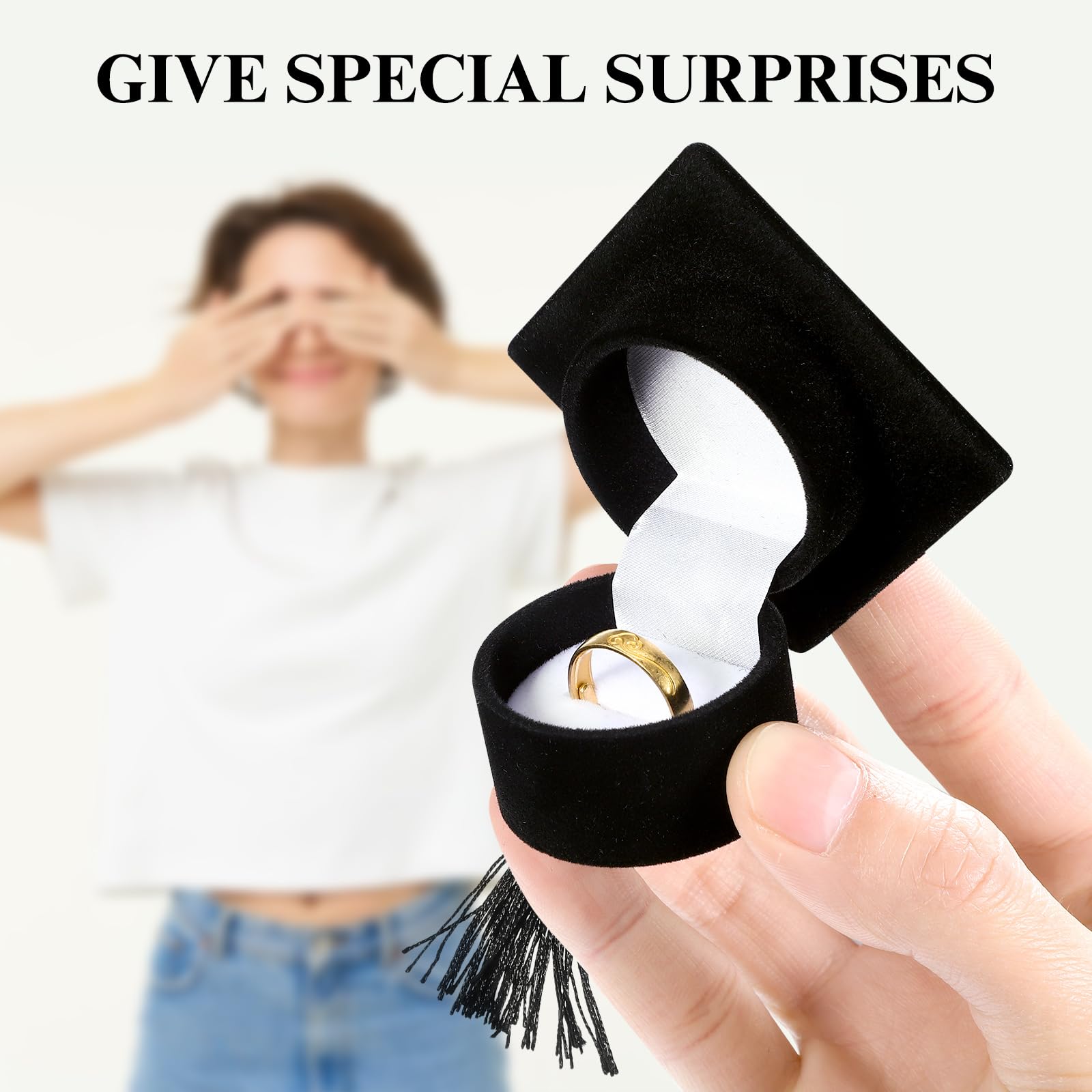 Amosfun Graduation Cap Jewelry Box - Creative Hat Ring Display Holder for Wedding Proposal, Engagement Party, Birthday Gift & Ceremony Accessories | Perfect for Graduation Gifts, Bridal Shower Favors & Special Occasion Keepsakes