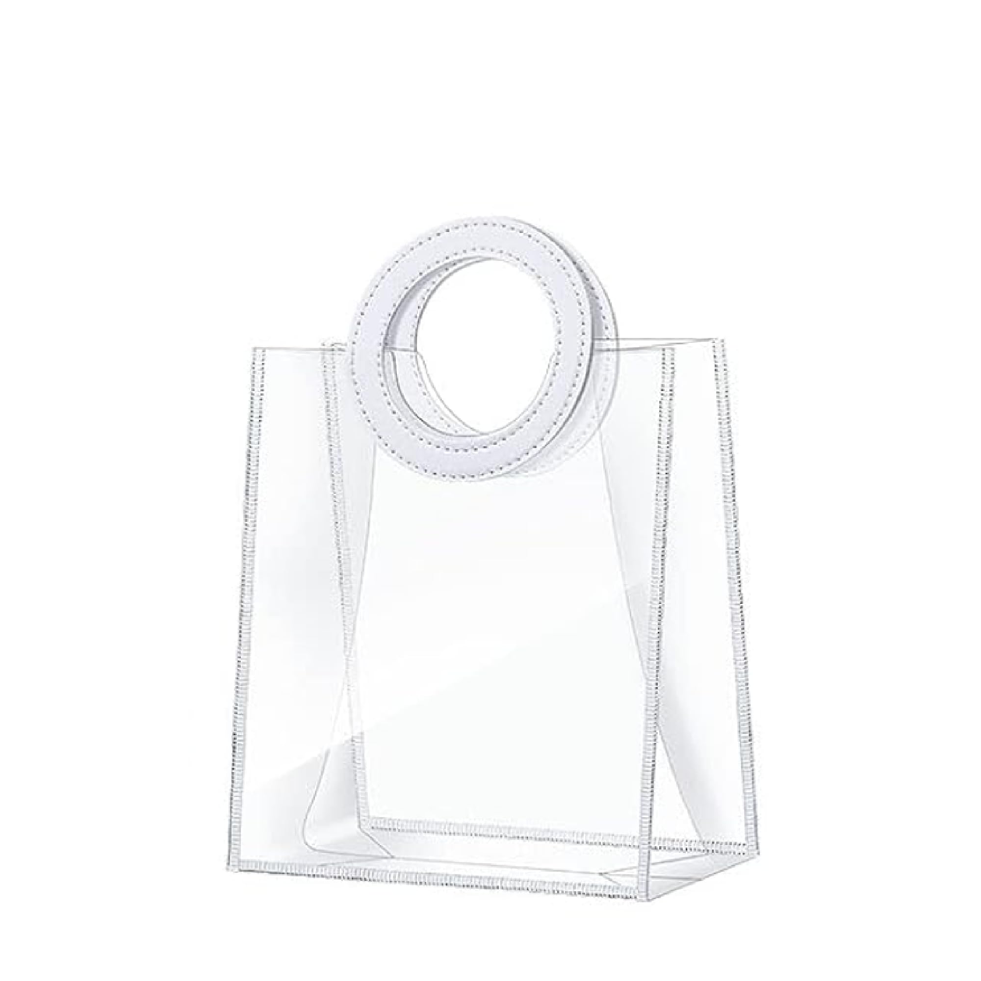 Clear PVC Gift Bags with Round Handles - Medium to Large Size (1-Count) | Perfect for Wedding, Baby Shower, Birthday Party & Retail Shopping | Durable Polyvinyl Chloride Gift Wrap Bags for Party Favors & Special Occasions