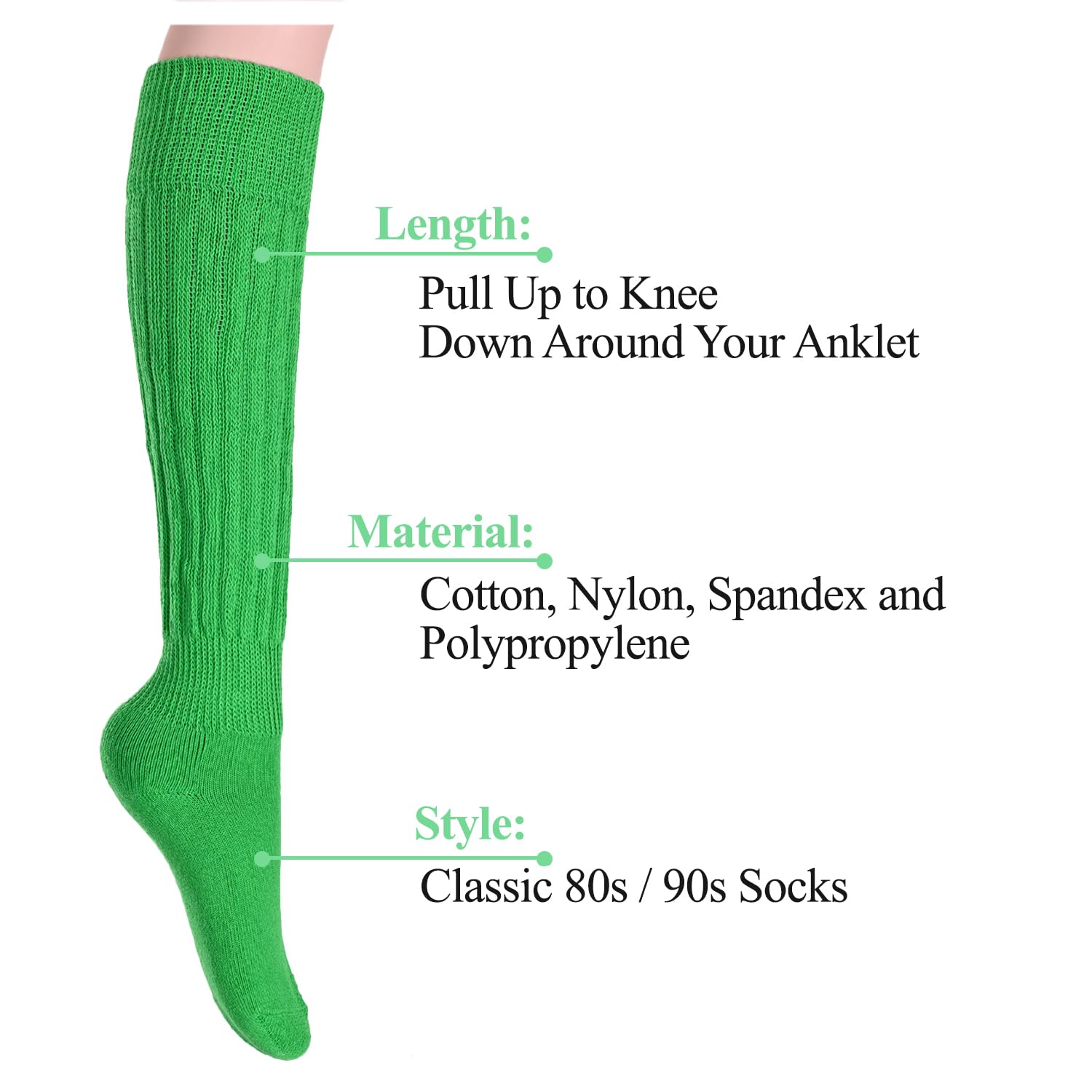 Zmart Women's Slouch Socks - 80s Style Cozy Scrunch Socks for Women, Soft & Comfortable, in White, Black, Orange & Cream - Perfect for Casual Wear, Lounge, and Retro Fashion Outfits