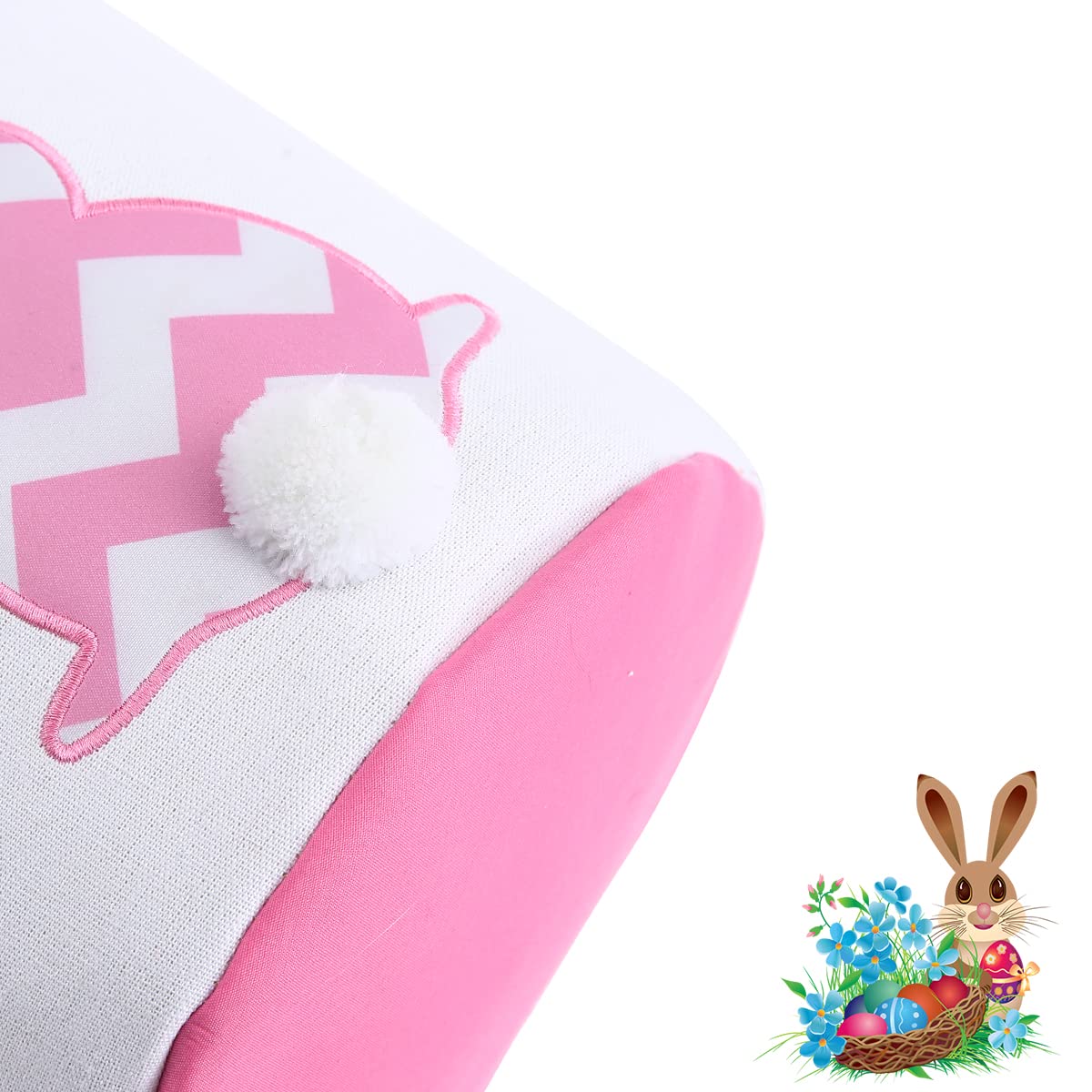 Easter Bunny Basket Bags for Kids - Striped Rabbit Pattern Cotton Canvas Egg Hunt Bag with Fluffy Tail - Personalized Easter Gift Basket for Candy, Eggs & Treats (Pink) - Perfect for Easter Egg Hunts, Spring Celebrations & Kids' Party Favors