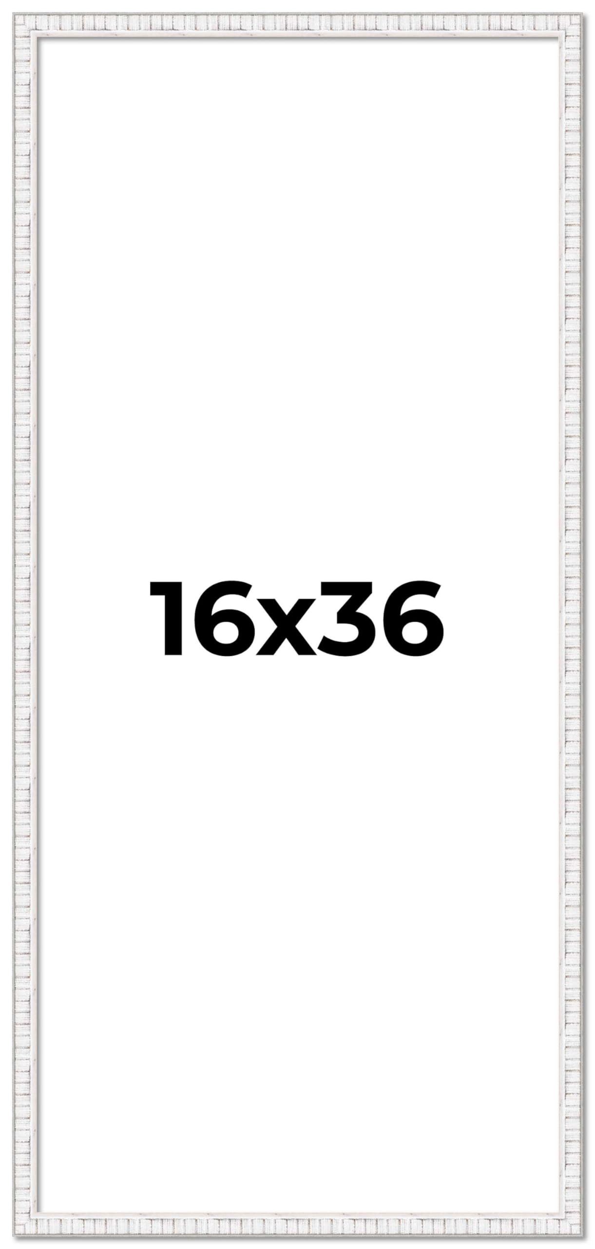 16x36 White Distressed Solid Wood Picture Frame - 0.75