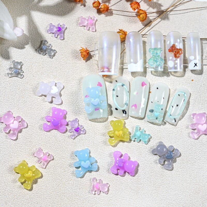 Crystal Love Bear Nail Art Tray - 6 Vibrant Colors for Gel Polish & Acrylic Nails | Perfect for DIY Manicures, Salon Use & Nail Art Organization