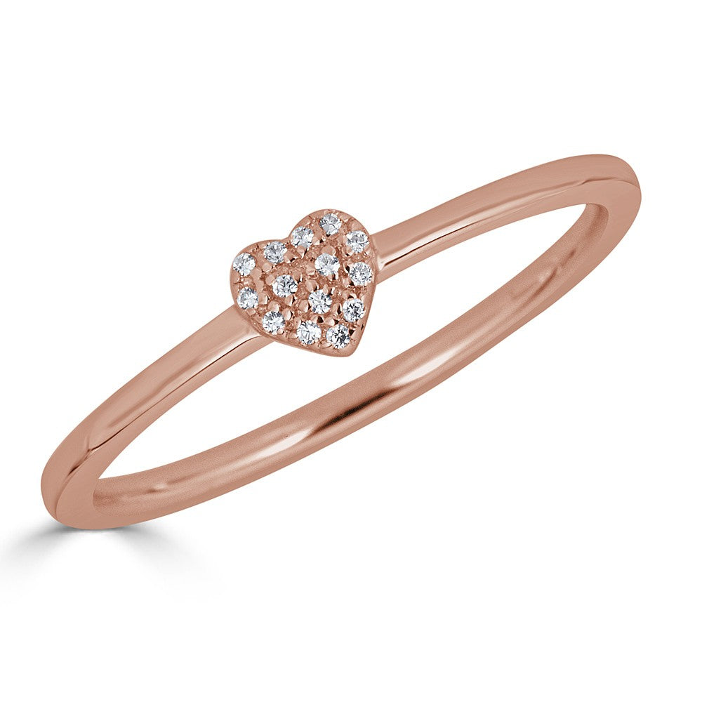 14KT Gold 0.04 Carat Diamond Heart Ring for Women - Elegant Valentine's Day Gift, Anniversary Jewelry & Romantic Proposal Ring