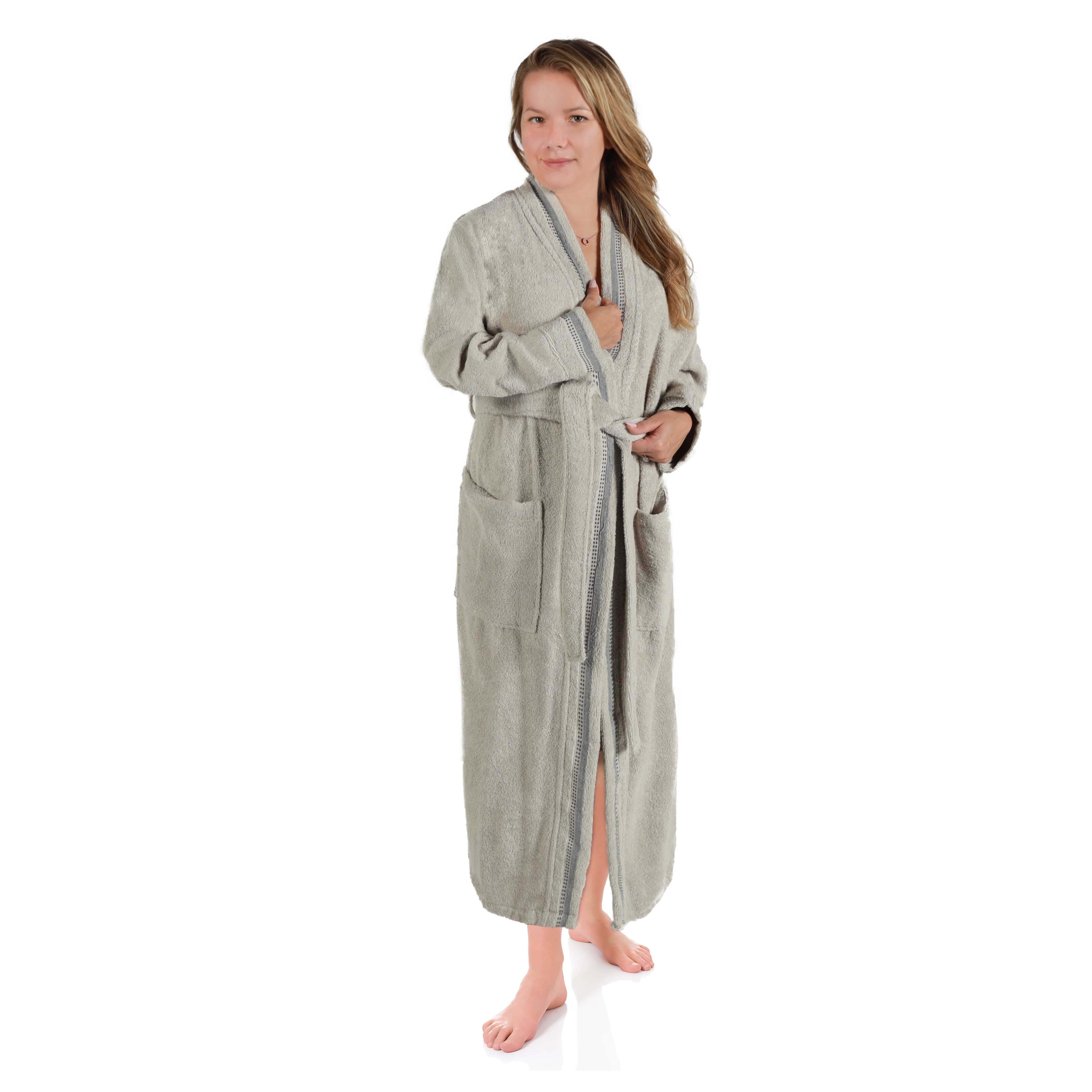 Unisex Cotton Terry Kimono Bathrobe with Embroidery - Soft & Absorbent Bath Robe for Spa, Hotel, Home Relaxation & Gift Giving