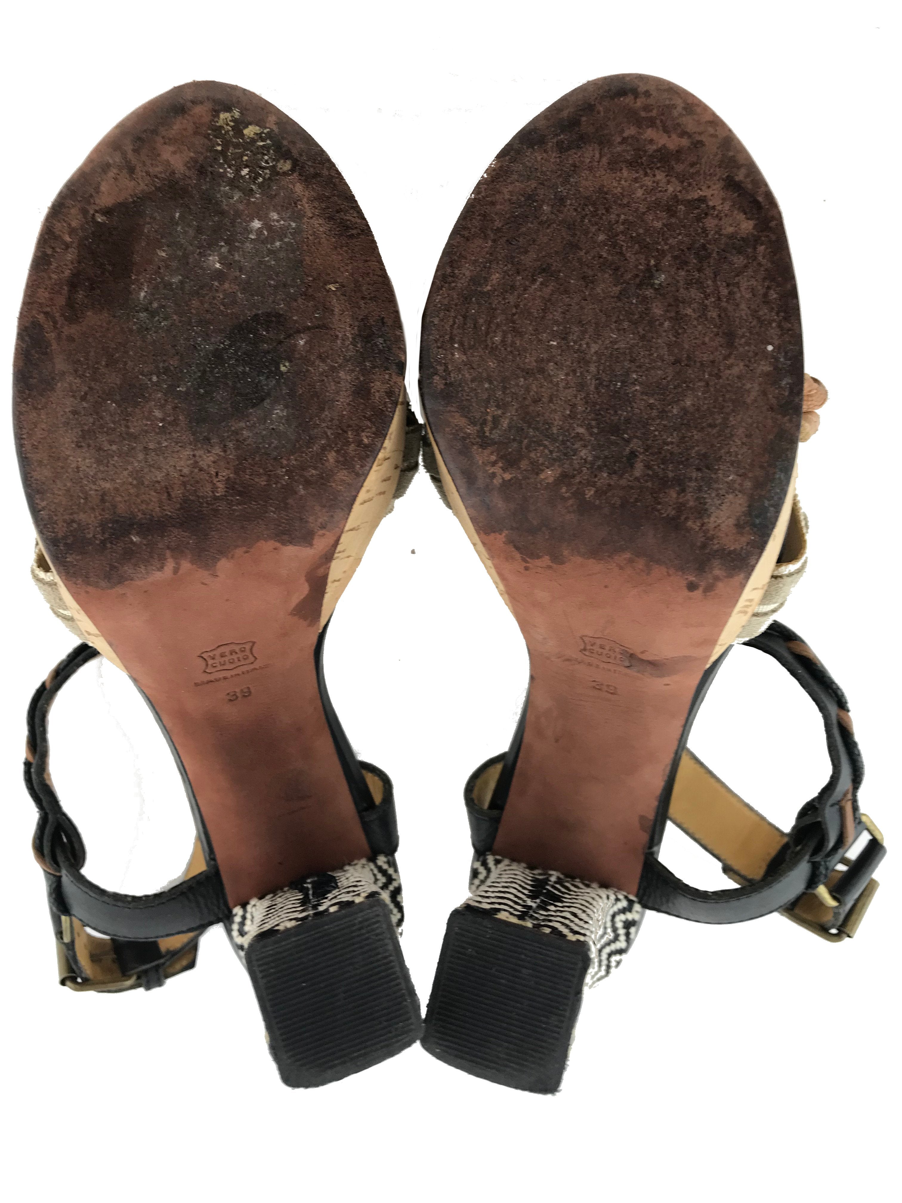 Lanvin Women's Size 9 Braided Leather & Raffia Platform Sandals - Comfortable High Heel Summer Wedges for Beach, Party & Casual Outfits