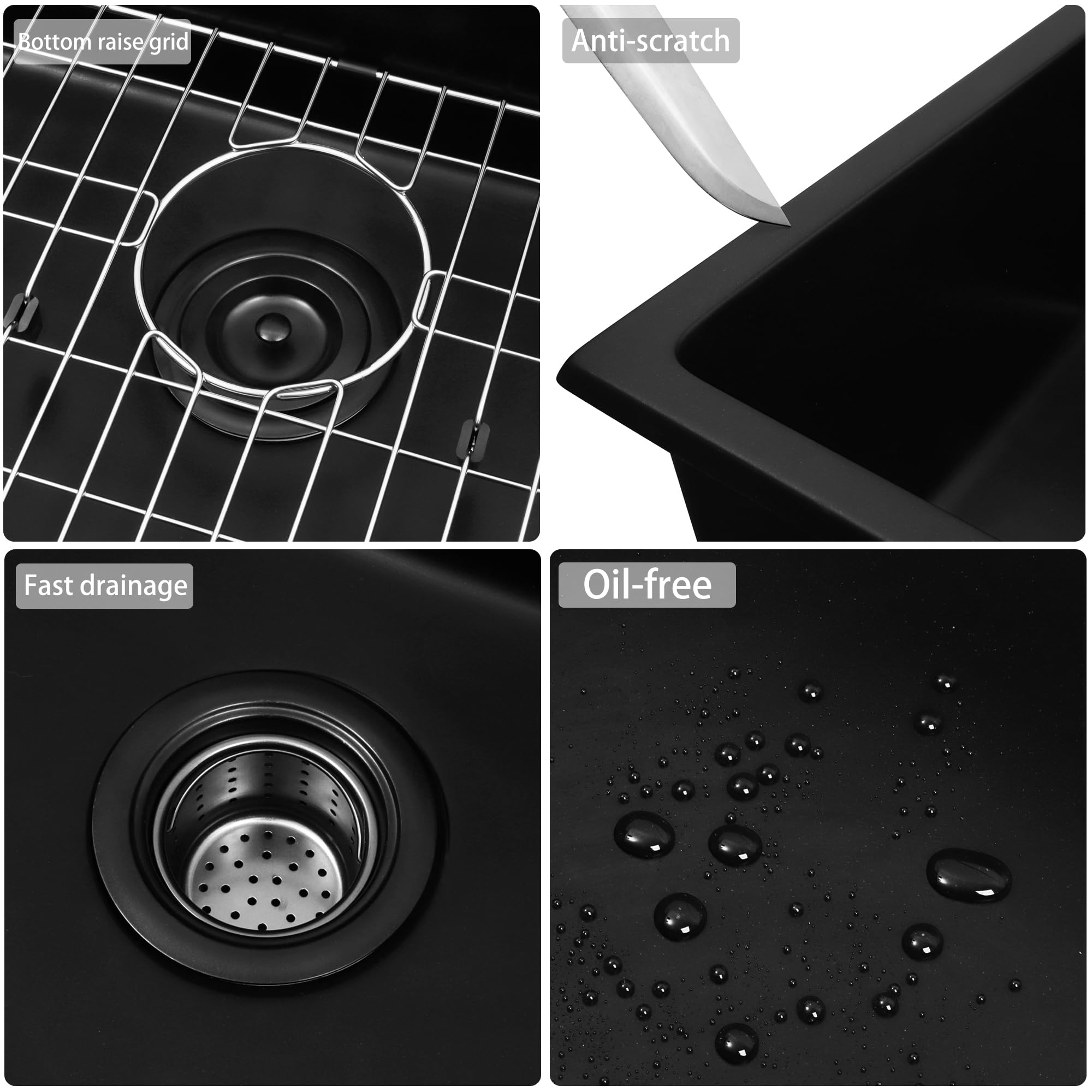 Black Granite Composite Undermount Bar Sink 15x17 Inch - Small RV Kitchen Sink for Tiny Homes, Campers & Outdoor Bars | Durable & Stylish Sink Solution