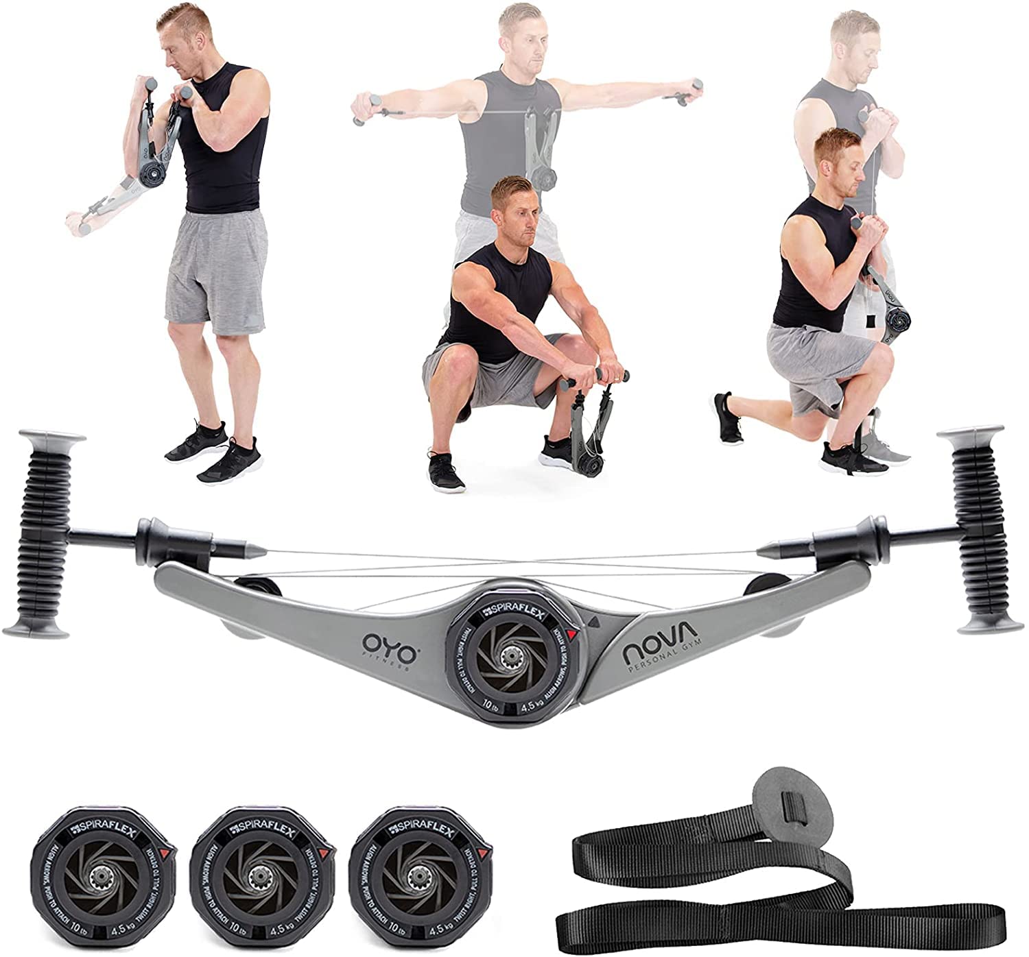 NOVA Full Body Portable Gym with NASA SpiraFlex Resistance Technology - Home Workout Equipment for Office & Travel - Perfect for Small Spaces & On-the-Go Fitness