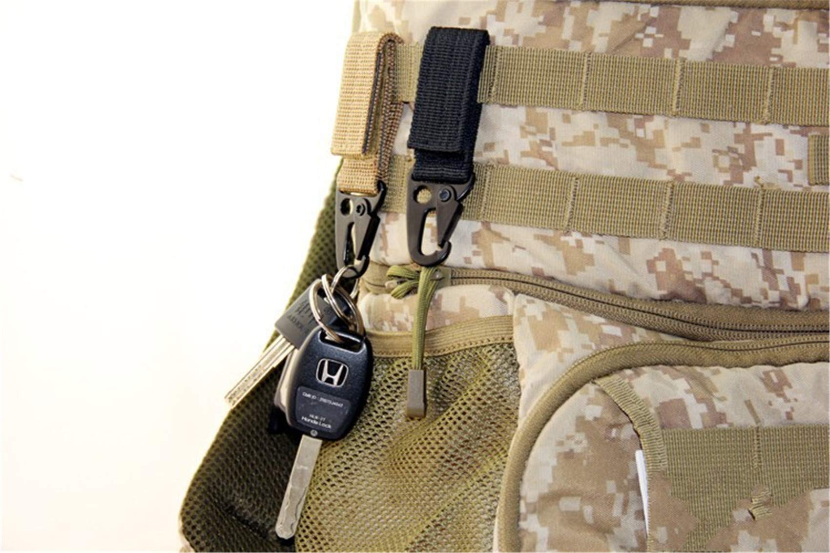 Andongnywell Tactical Key Ring Belt Holder - Durable Nylon Clips & MOLLE Hook for Outdoor Gear, Survival Equipment & Everyday Carry (Perfect for Hiking, Camping, EDC & Tactical Use)