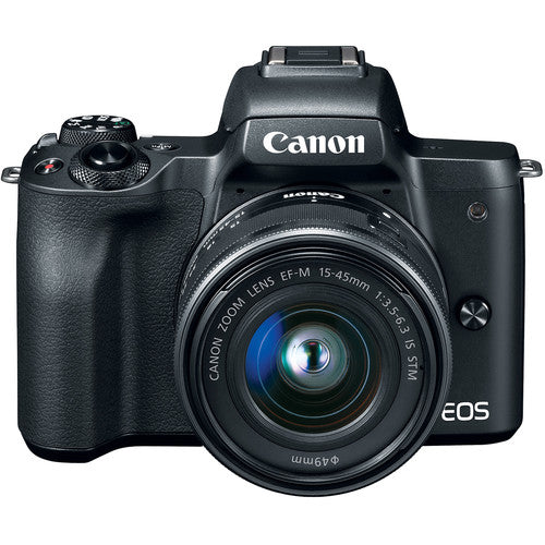 Canon EOS M50 Mirrorless Digital Camera with 15-45mm Lens (Black) - 32GB Memory Card & Accessory Kit - Perfect for Vlogging, Travel Photography & Content Creation