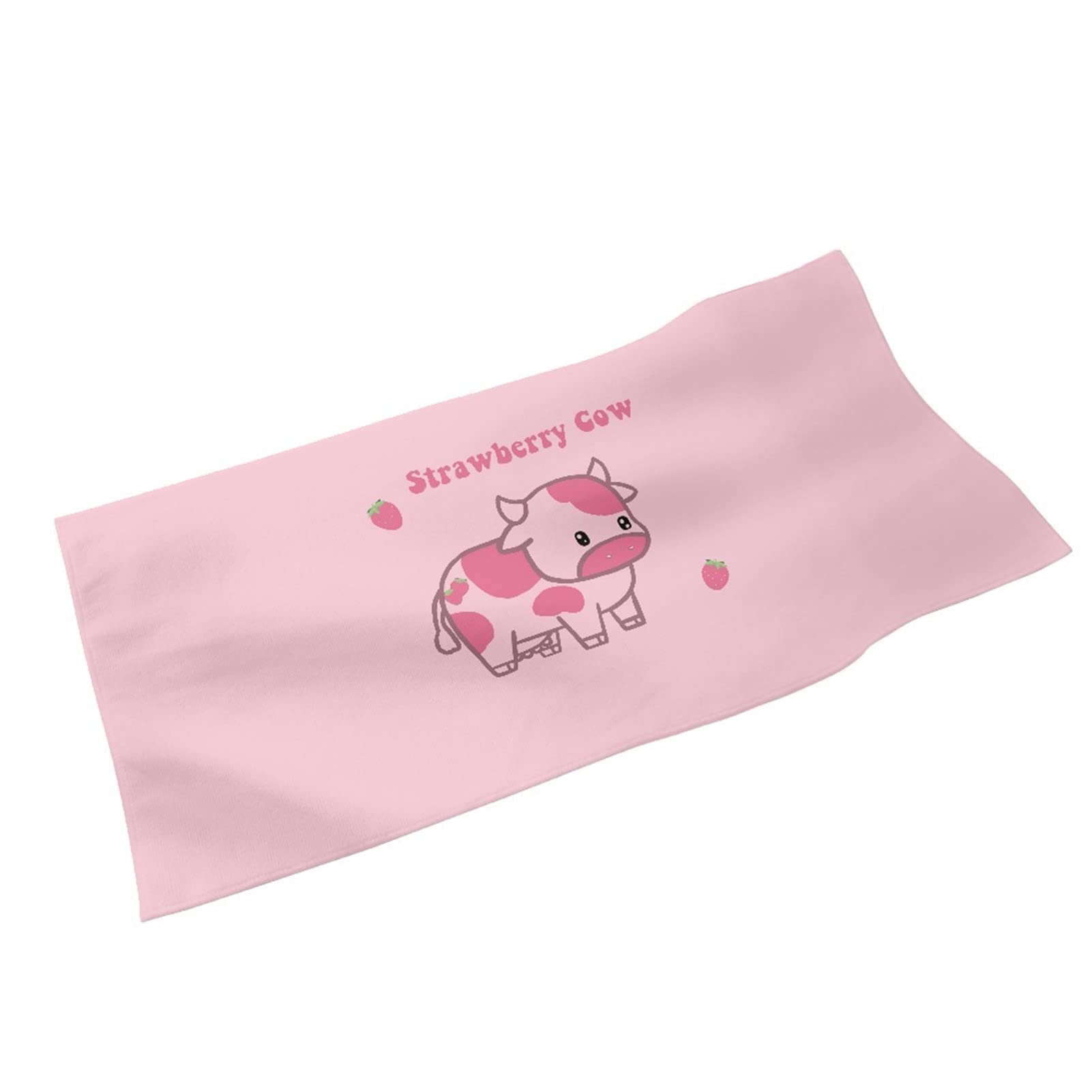 Soft & Absorbent Strawberry Cow Print Bath Towel Set for Adults & Kids - Gym, Spa, Hotel & Home Use