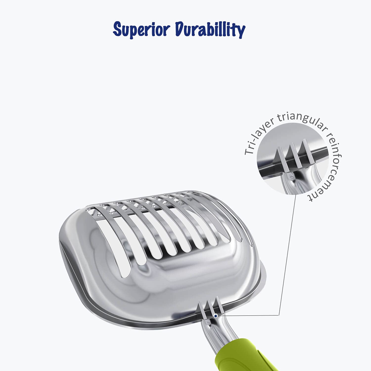 Premium WePet Aluminum Alloy Cat Litter Scoop - Heavy Duty Metal Poop Scooper with Deep Shovel & Long Handle for Easy Waste Sifting - Durable Kitty Litter Box Cleaner for Multi-Cat Homes & Large Litter Boxes - Perfect for Daily Cleaning & Odor Control