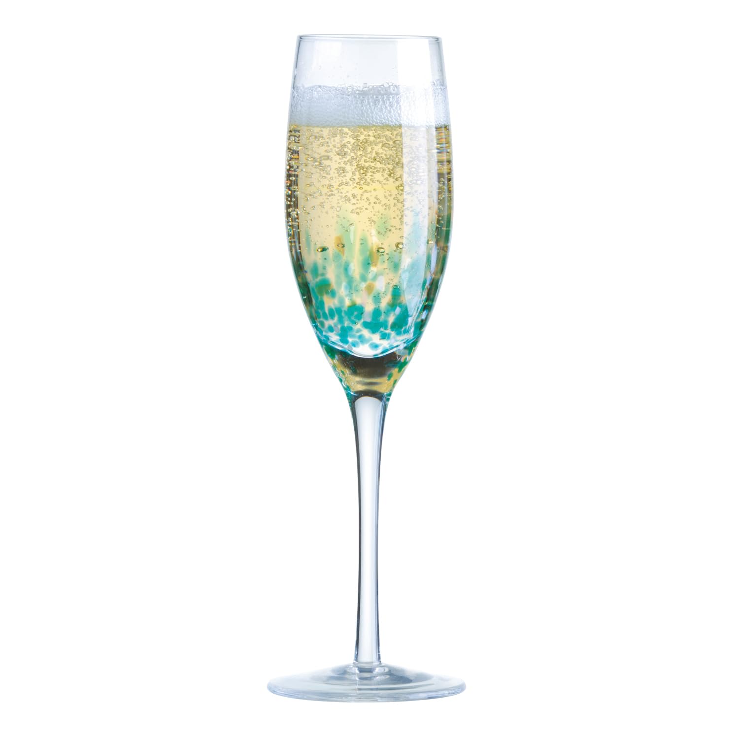 Speckle Champagne Flutes Set of 4 - 250ml Multicolored Crystal Glasses | Perfect for Engagement Gifts, Wedding Toasts & Anniversary Celebrations | Elegant Drinkware for Parties & Special Occasions