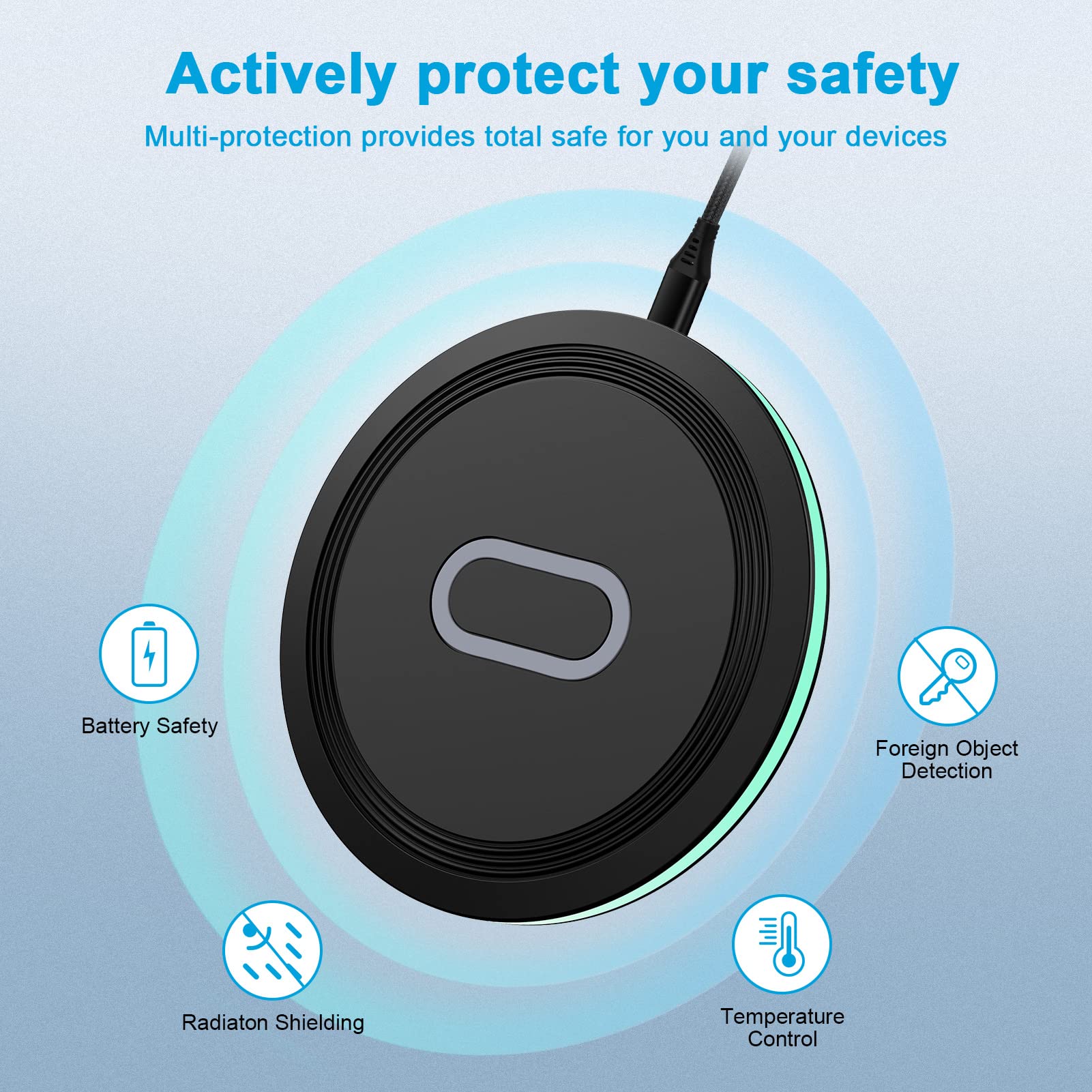 15W Fast Wireless Charger Pad - Qi-Certified for Samsung Galaxy S24/S23/S21/S20, Z Fold/Flip, Note 20/10, Google Pixel 9/8/7/6/5 Pro XL, iPhone 16/15/14/13/12/SE/11 Pro Max/Mini & AirPods Pro | Perfect for Bedside, Office & Car Charging