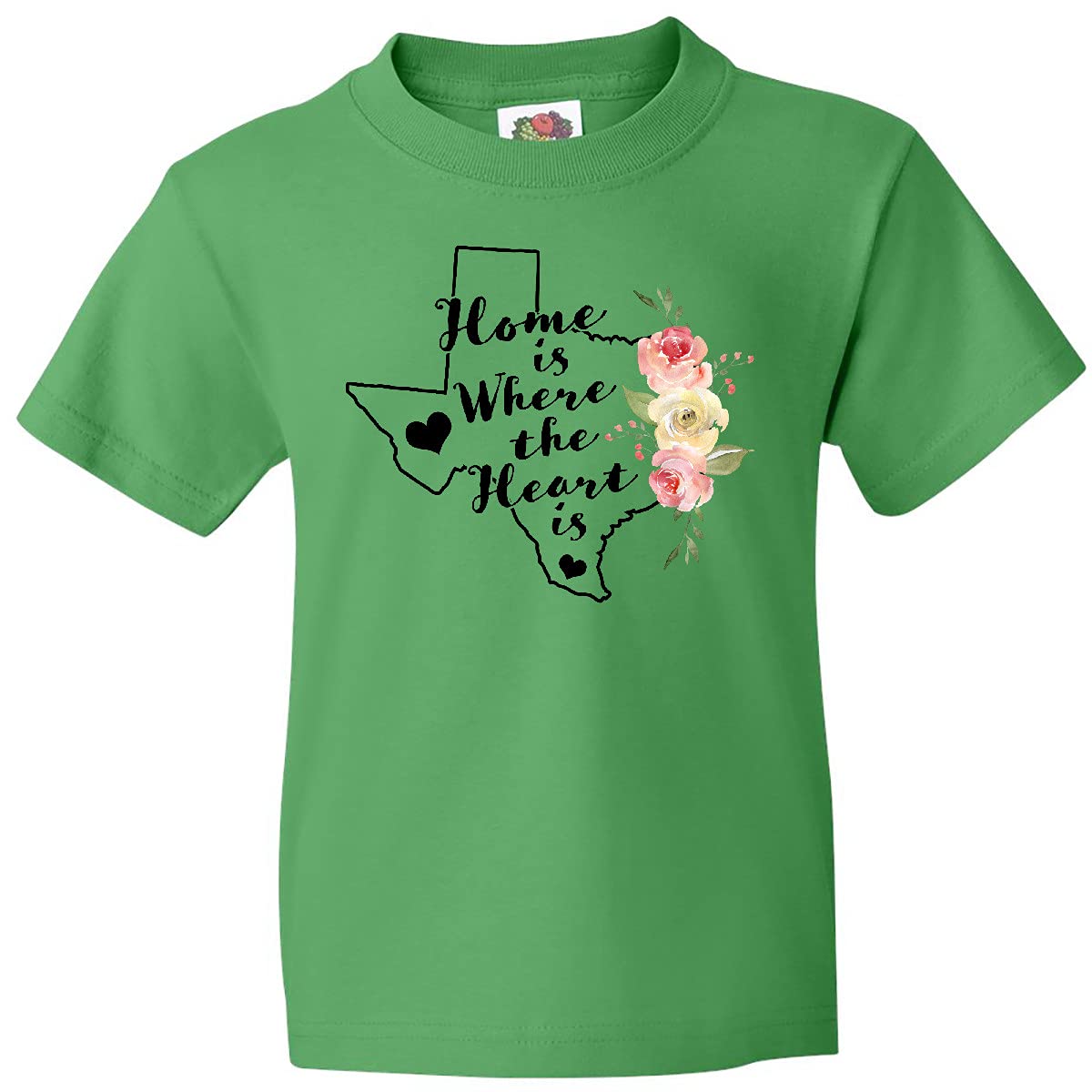 **Inktastic Texas Home is Where The Heart is Watercolor Floral Youth T-Shirt – Soft Cotton Kids Tee for Casual Wear & Family Outings**    *优化说明：*   - 保留品牌名 **