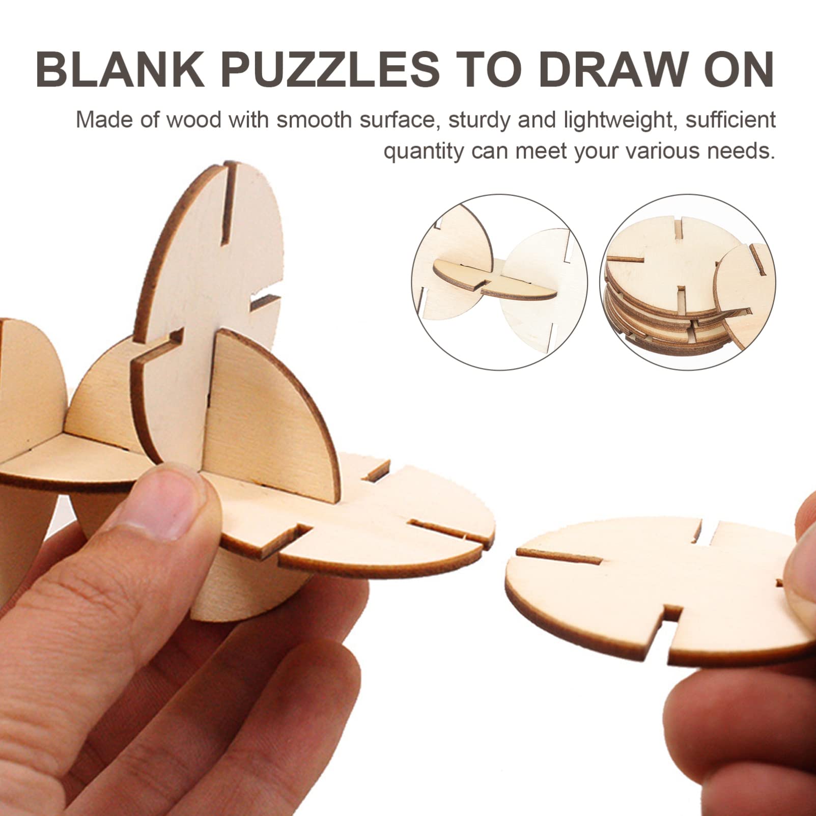 50pcs Unfinished Wooden Puzzle Pieces for Kids DIY Crafts - Blank Wooden Jigsaw Puzzles for Children's Art Projects, Home Decor & School Activities - Perfect for Painting, Custom Gifts & Educational Play