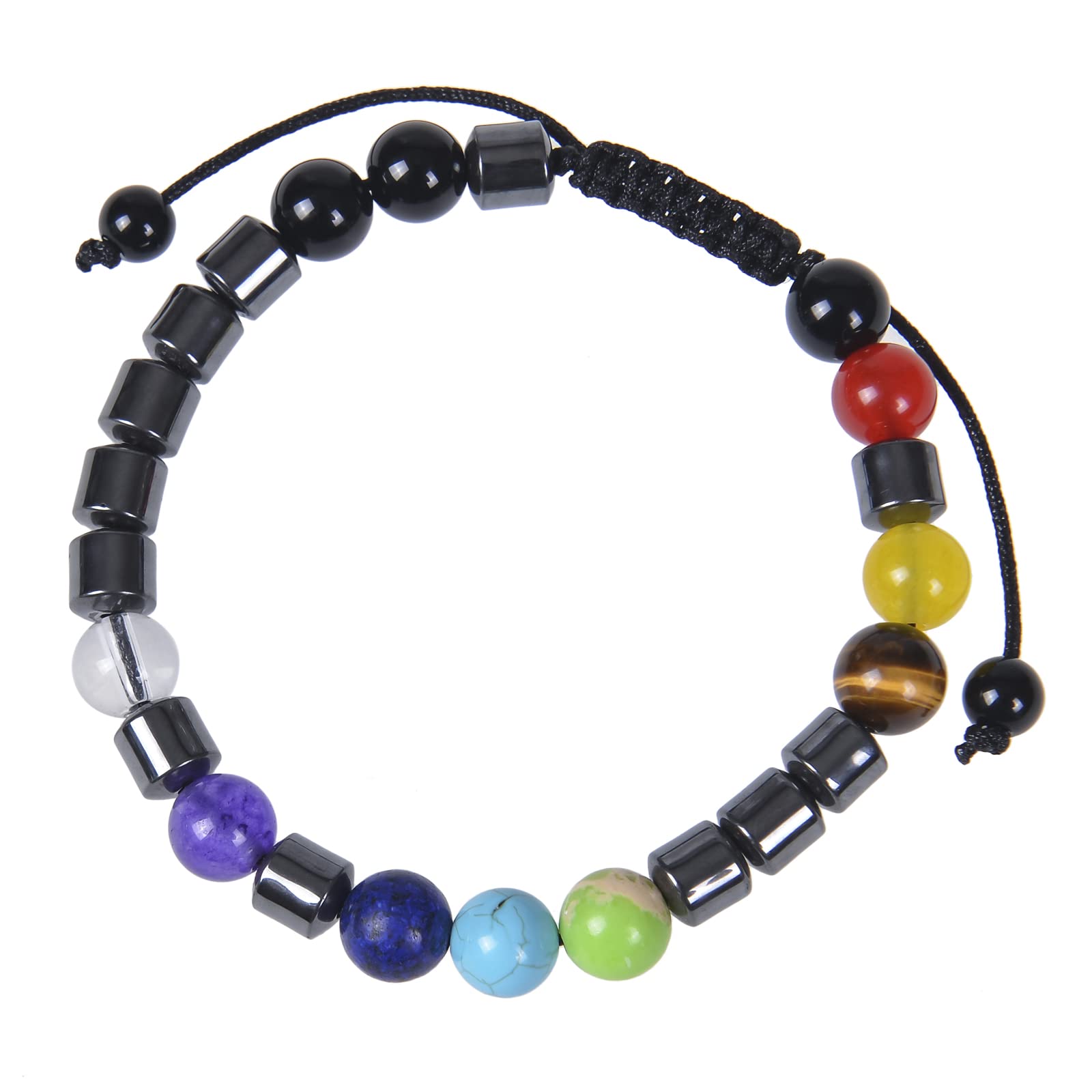 GelConnie 7 Chakra Healing Bracelet - 8mm Natural Lava Stone Yoga Beads for Stress Relief & Anxiety - Aromatherapy Essential Oil Diffuser Bangle - Perfect for Meditation, Yoga & Spiritual Healing