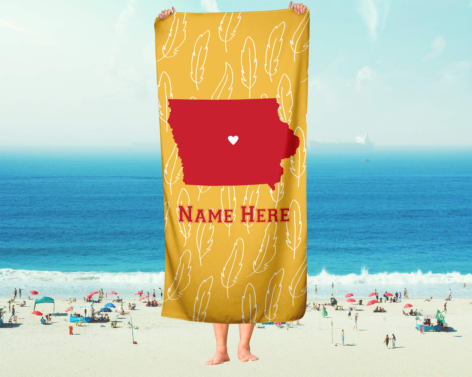 Custom Iowa State Pride Beach & Bath Towel - Personalized Medium & Large Towels for Adults, Kids, College Football & Basketball Fans - Perfect for Gameday, Beach Trips, Poolside Lounging & Home Decor