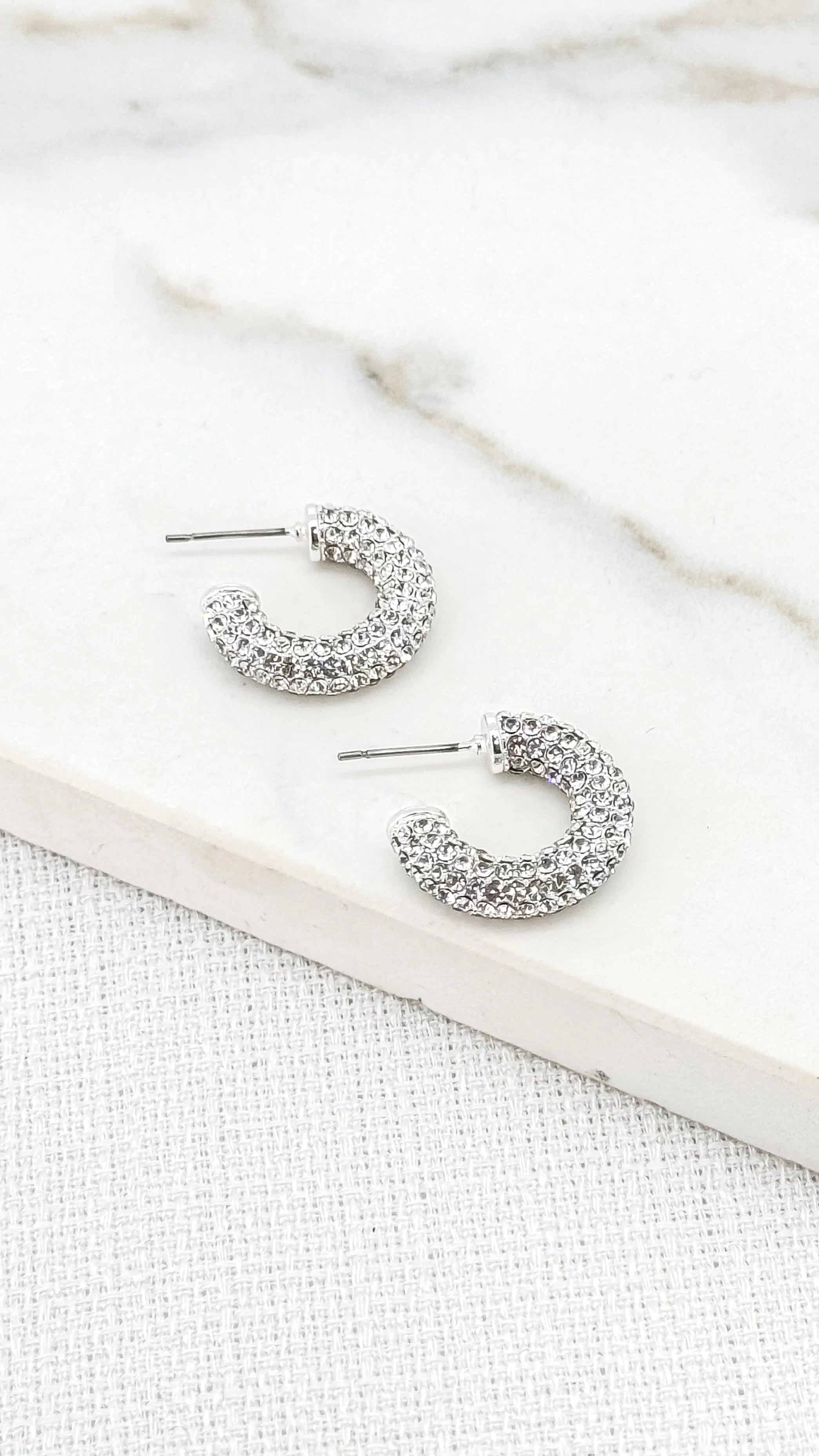 Crystal Hoop Earrings for Women - Sterling Silver Dangle Earrings for Everyday Wear & Special Occasions