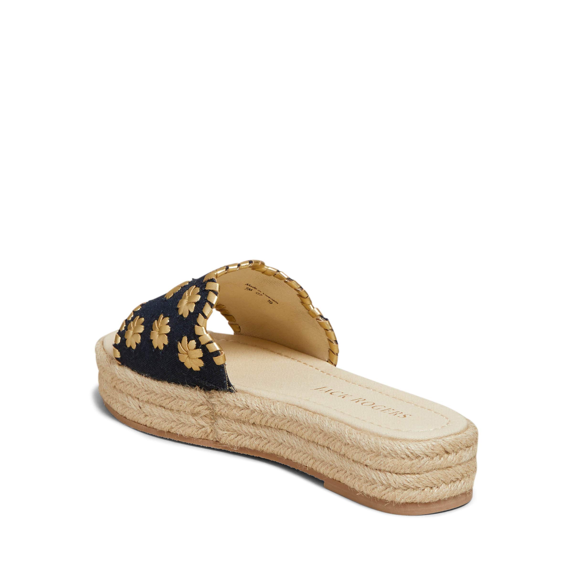 Jack Rogers Women's Palmer Slide Espadrille Sandals - Midnight/Gold - Size 8 | Comfortable Summer Casual Shoes for Beach, Pool & Vacation Wear