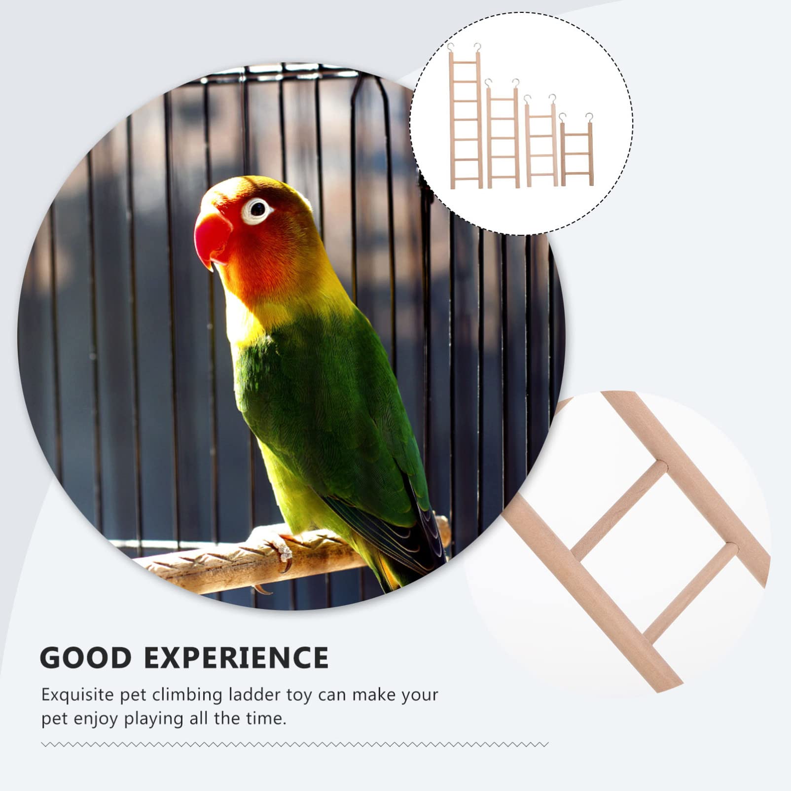 4pcs Wooden Bird Ladder Toys for Parrots - Hanging Climbing Ladder for Bird Cage - Natural Wood Bird Climbing Toy for Parakeets, Cockatiels, Lovebirds - Perfect for Exercise & Play in Aviaries & Cages
